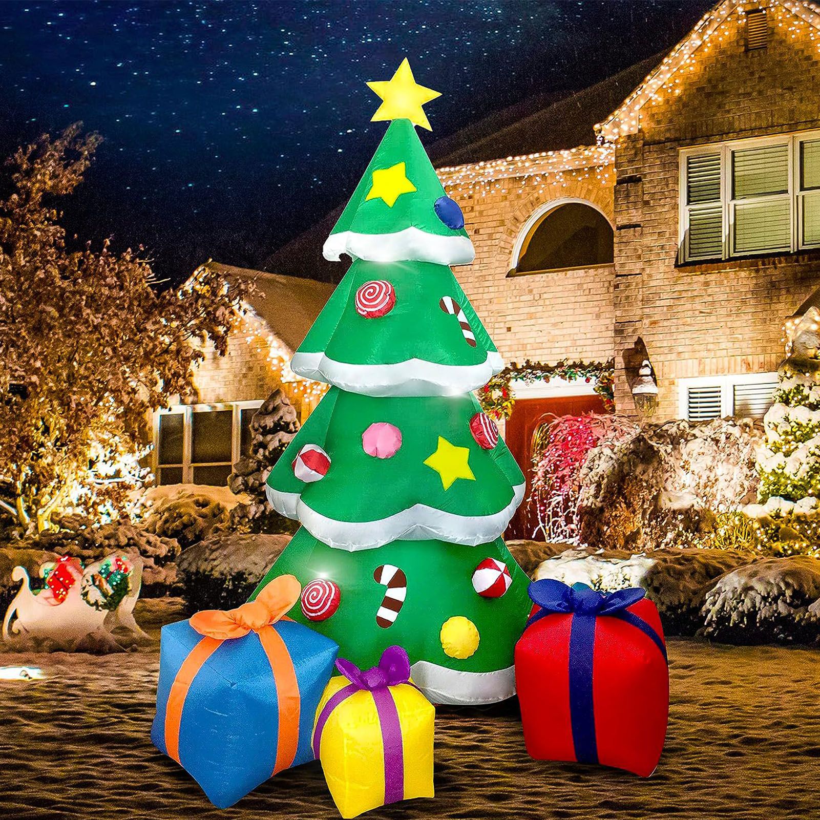 Inflatable Xmas Tree with LED Light Quick Inflation Soft Warm Lighting Blow Up view 8