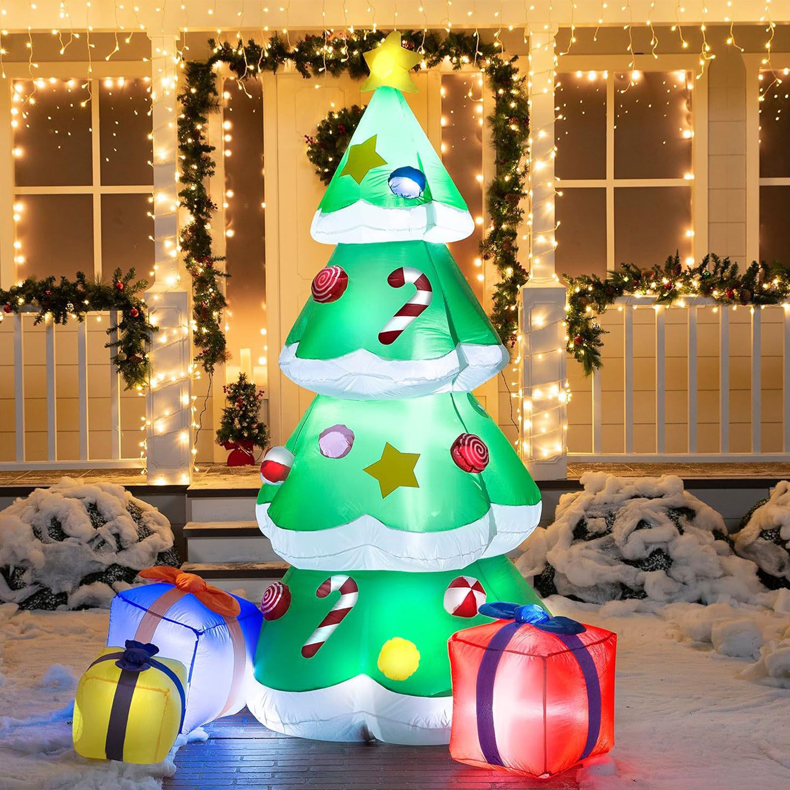 Inflatable Xmas Tree with LED Light Quick Inflation Soft Warm Lighting Blow Up view 9