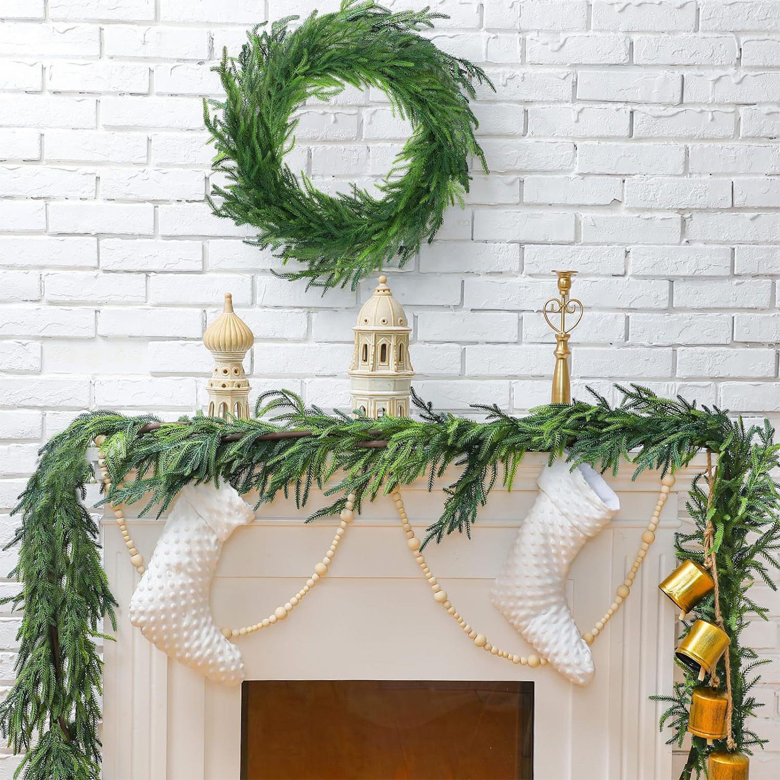 Artificial Pine Needle Rattan Xmas Decor Simulation Feel Soft Plastic Indoor view 7