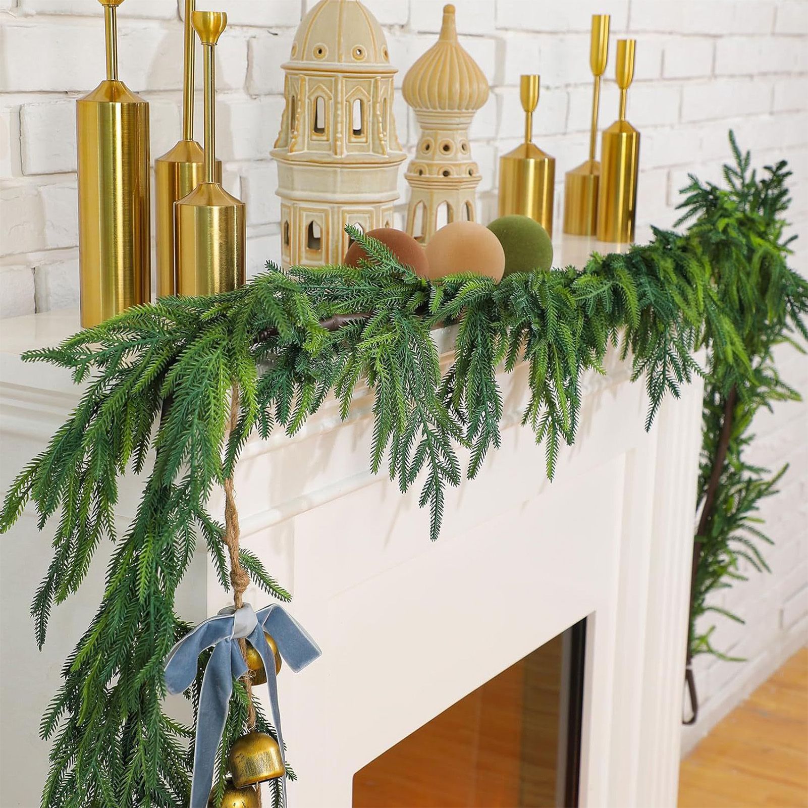 Artificial Pine Needle Rattan Xmas Decor Simulation Feel Soft Plastic Indoor view 8