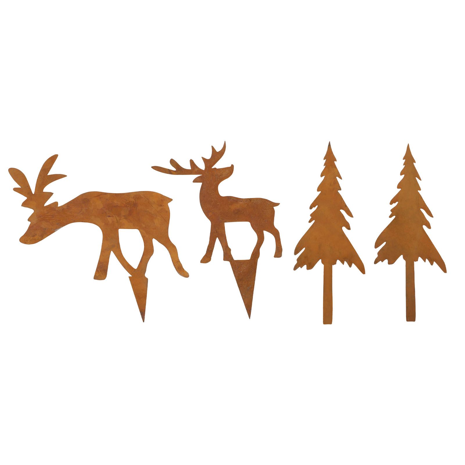 4PCS Xmas Metal Yard Stakes Weather Resistant Tree Deer Shape Decorative for view 2