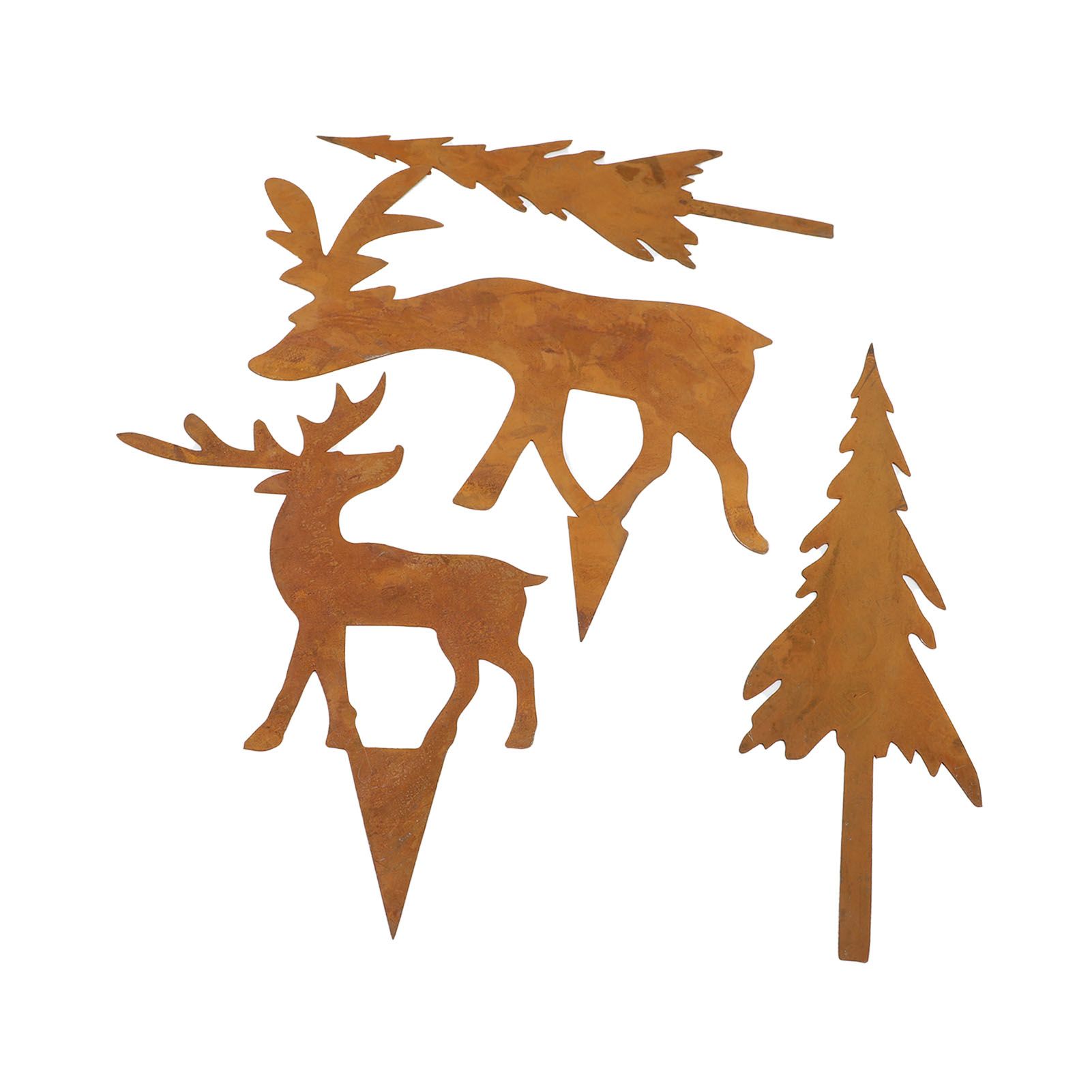 4PCS Xmas Metal Yard Stakes Weather Resistant Tree Deer Shape Decorative for view 4