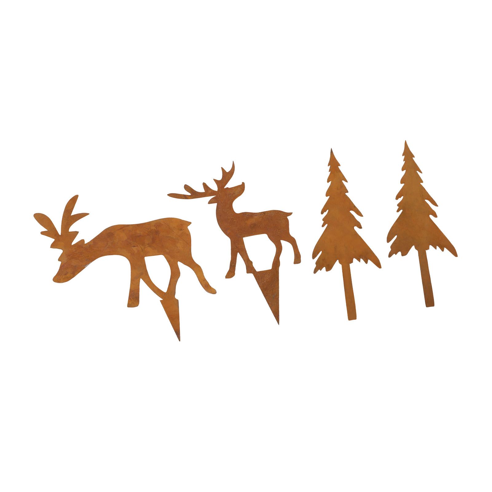 4PCS Xmas Metal Yard Stakes Weather Resistant Tree Deer Shape Decorative for view 7