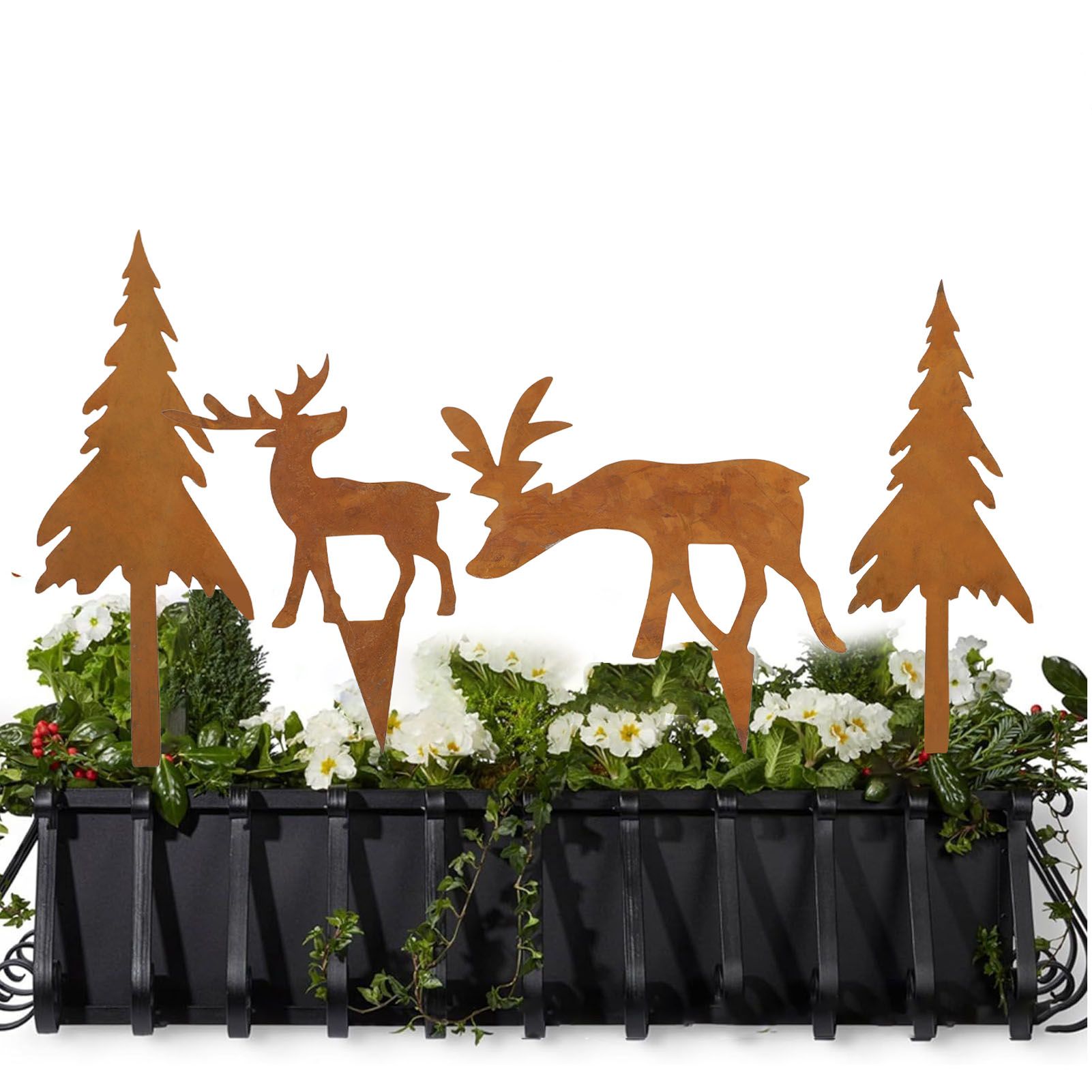 4PCS Xmas Metal Yard Stakes Weather Resistant Tree Deer Shape Decorative for view 12