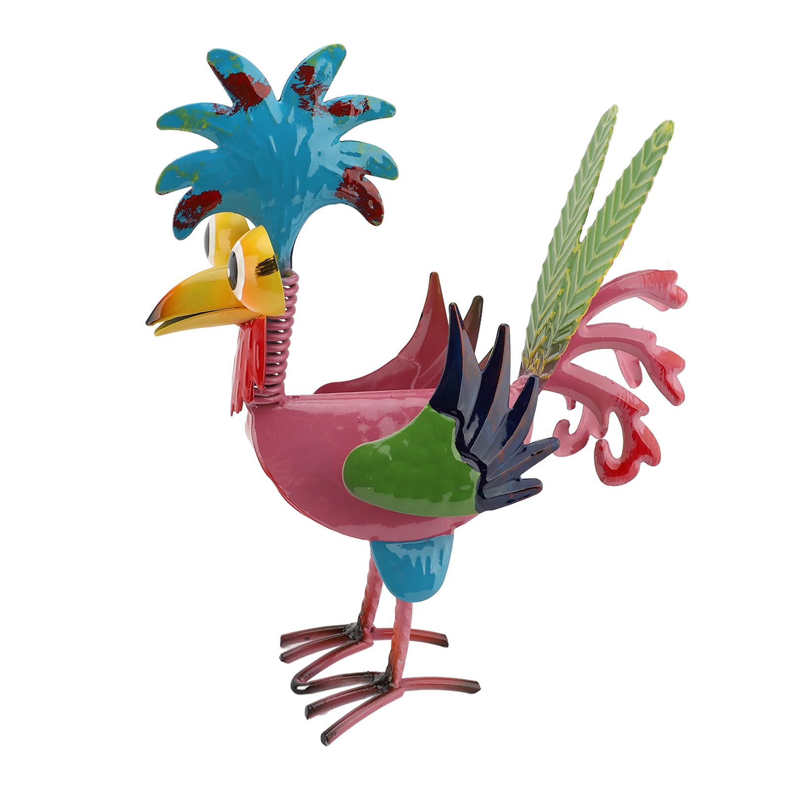 Metal Rooster Statue Colorful Art Rooster Yard Sculpture Decoration Elegant view 4