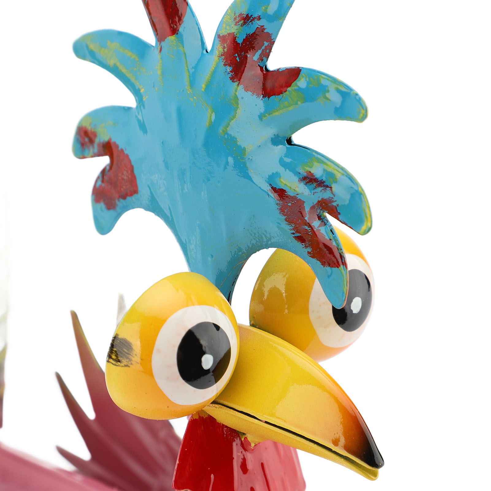 Metal Rooster Statue Colorful Art Rooster Yard Sculpture Decoration Elegant view 5
