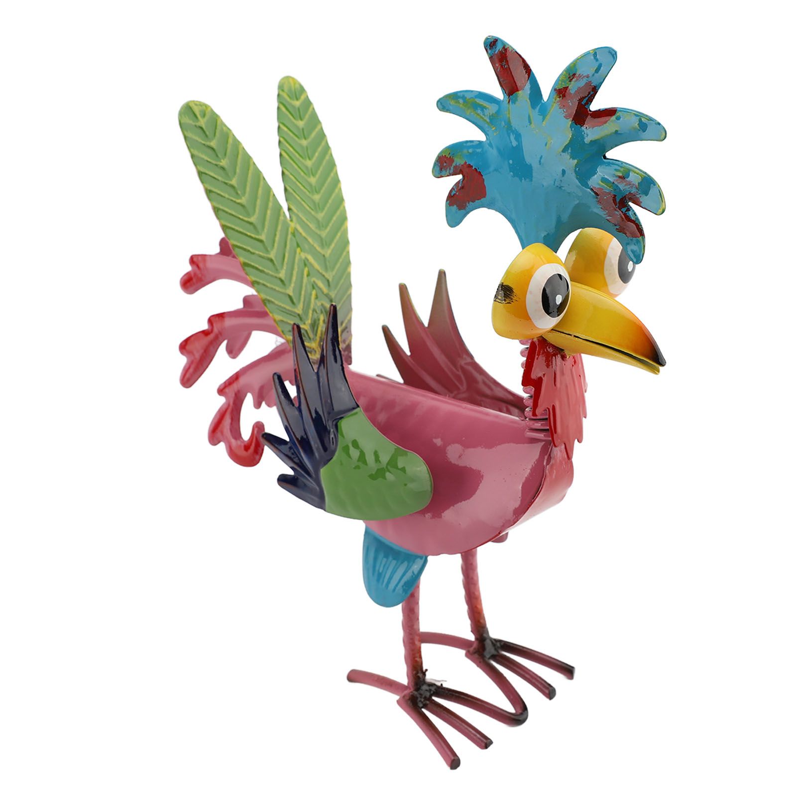 Metal Rooster Statue Colorful Art Rooster Yard Sculpture Decoration Elegant view 6