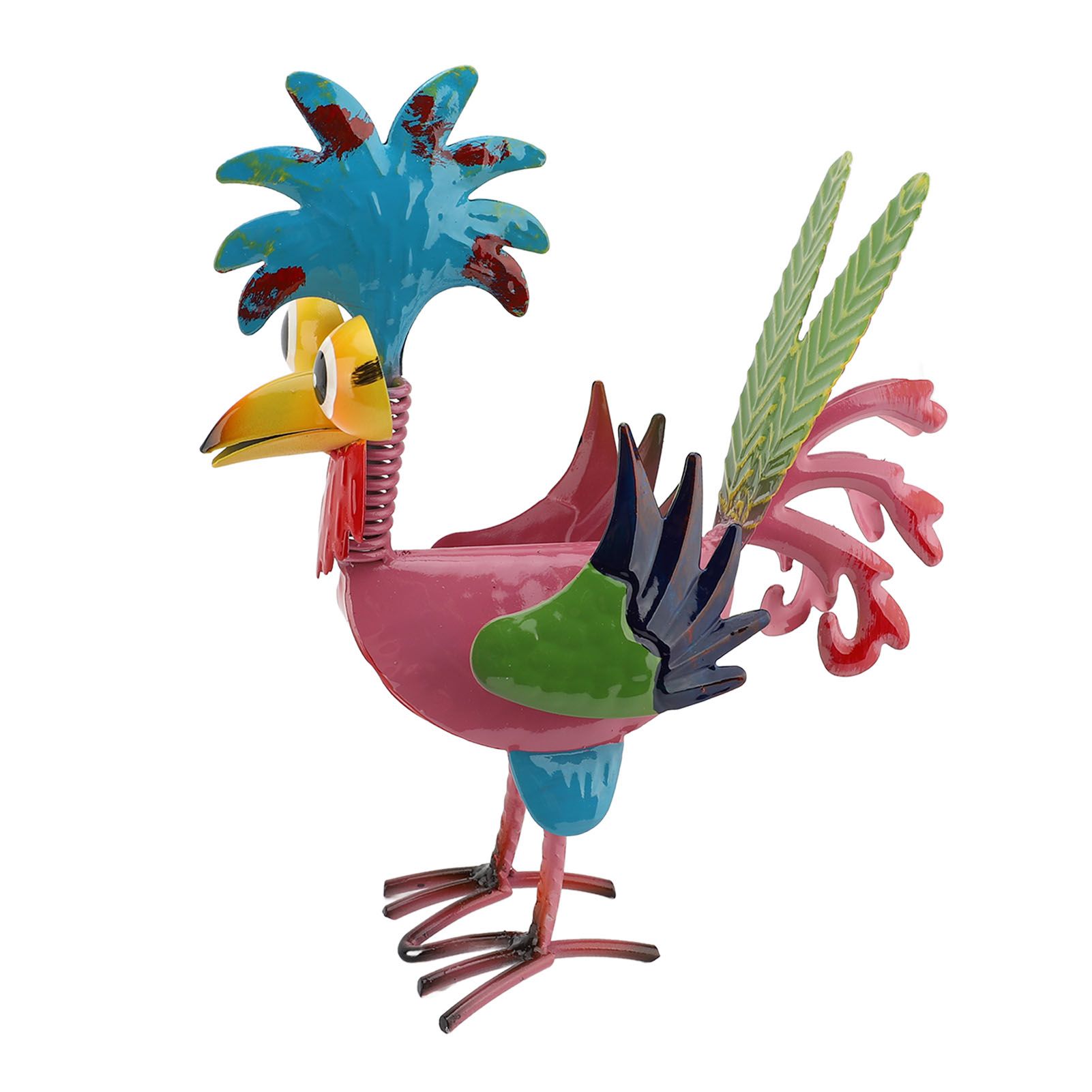 Metal Rooster Statue Colorful Art Rooster Yard Sculpture Decoration Elegant view 8