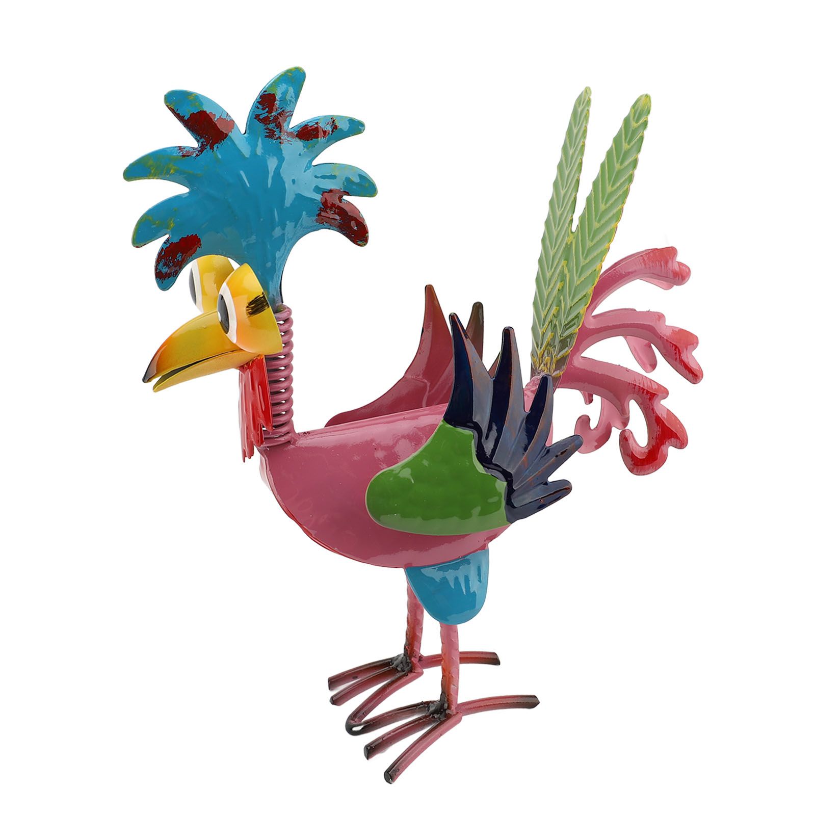 Metal Rooster Statue Colorful Art Rooster Yard Sculpture Decoration Elegant view 11