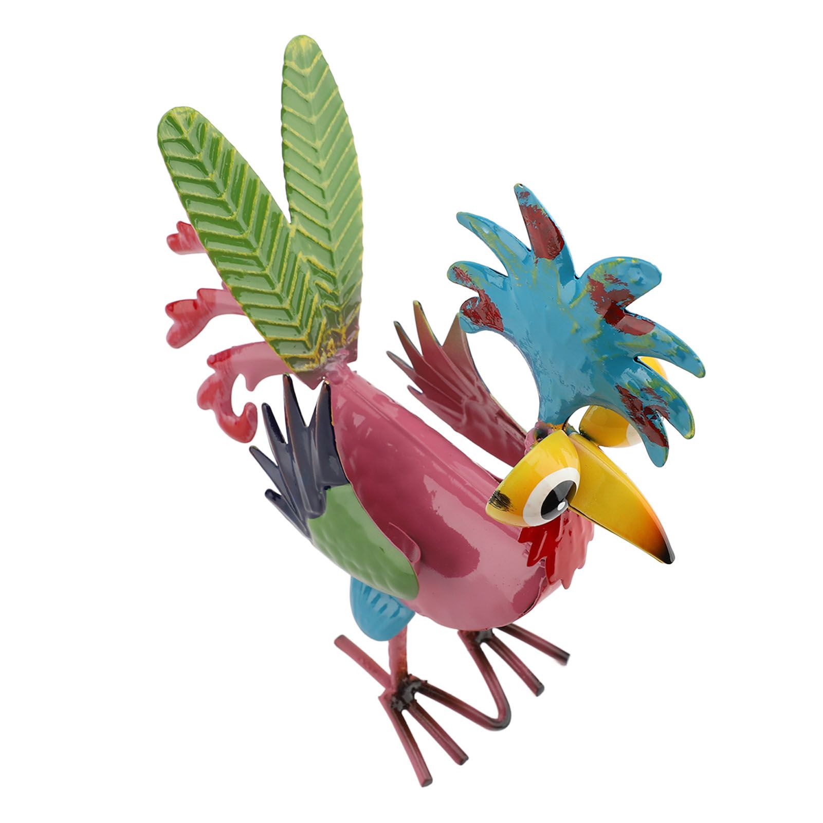 Metal Rooster Statue Colorful Art Rooster Yard Sculpture Decoration Elegant view 12