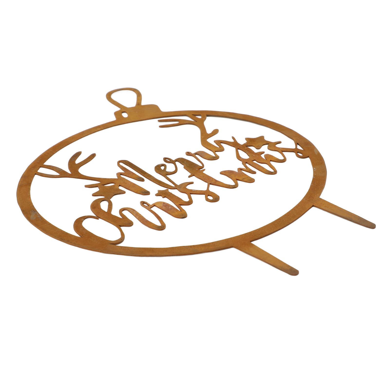 Xmas Garden Stake Rusty Letters Weather Resistant Xmas Metal Yard Sign Decor — image 1