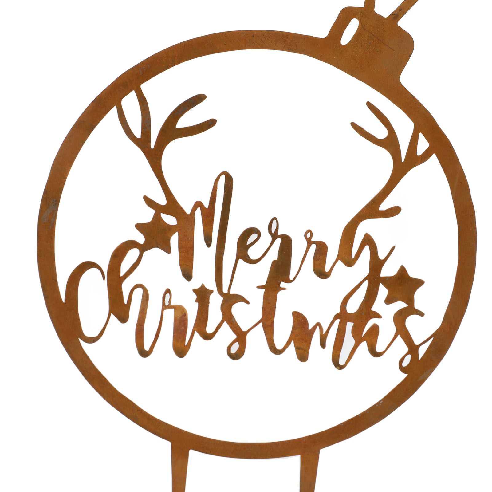 Xmas Garden Stake Rusty Letters Weather Resistant Xmas Metal Yard Sign Decor view 2