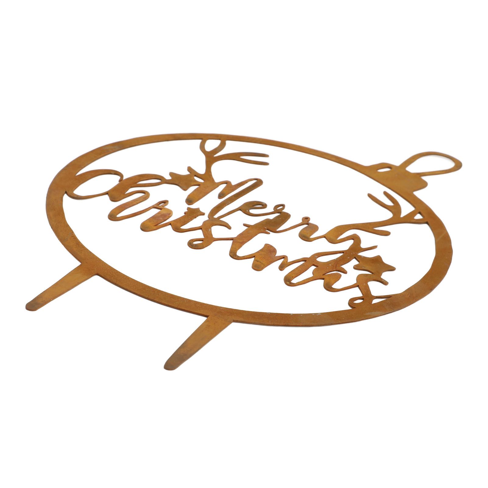 Xmas Garden Stake Rusty Letters Weather Resistant Xmas Metal Yard Sign Decor view 4