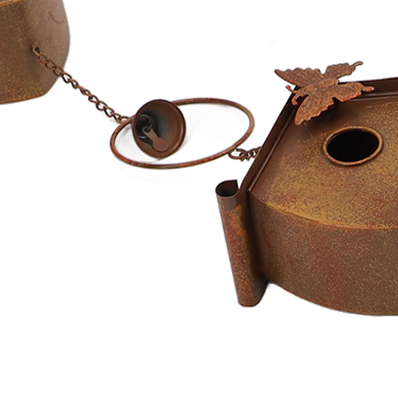 4.27ft Bird Houses Rain Chain with Bell Vintage Decorative Metal Rain Catcher view 2
