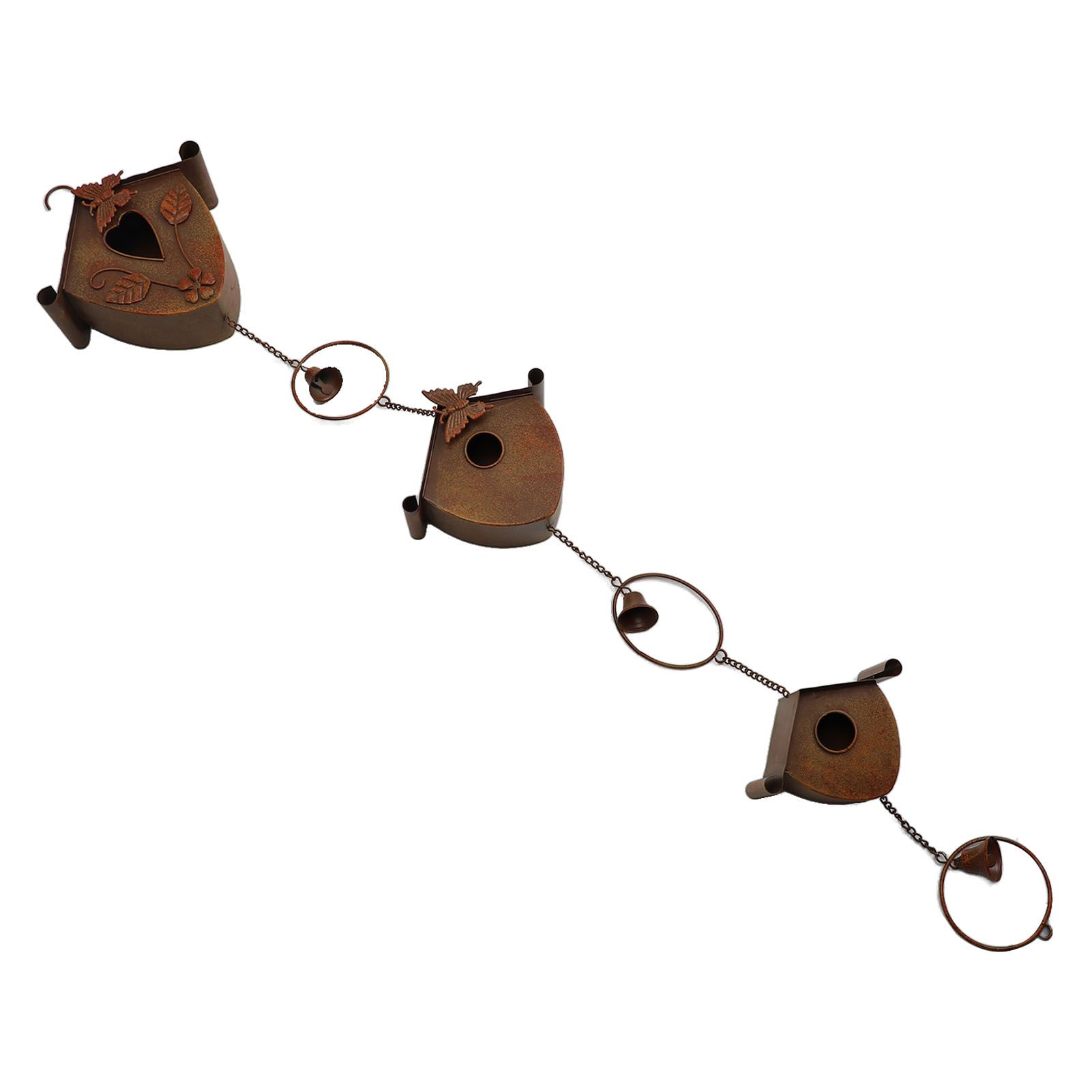 4.27ft Bird Houses Rain Chain with Bell Vintage Decorative Metal Rain Catcher view 8