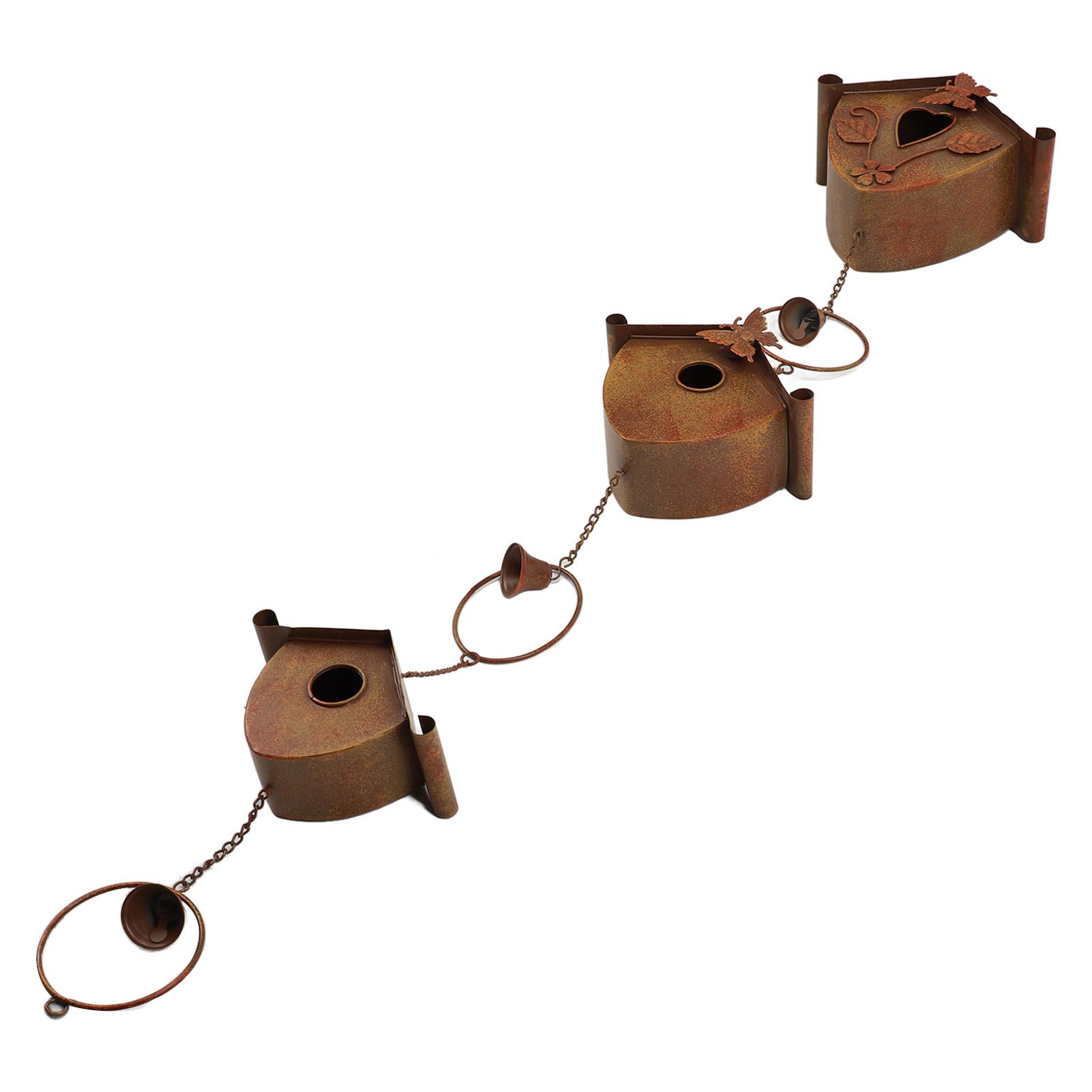 4.27ft Bird Houses Rain Chain with Bell Vintage Decorative Metal Rain Catcher view 9