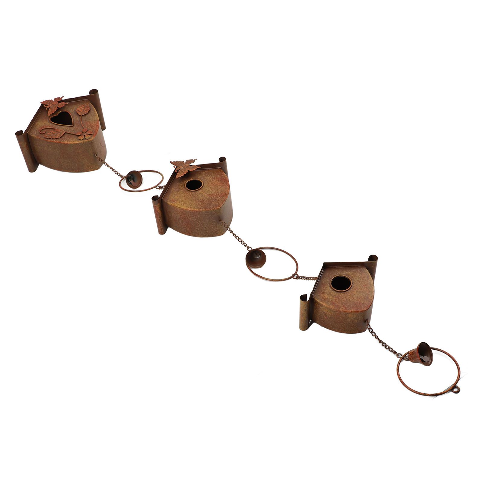 4.27ft Bird Houses Rain Chain with Bell Vintage Decorative Metal Rain Catcher view 10