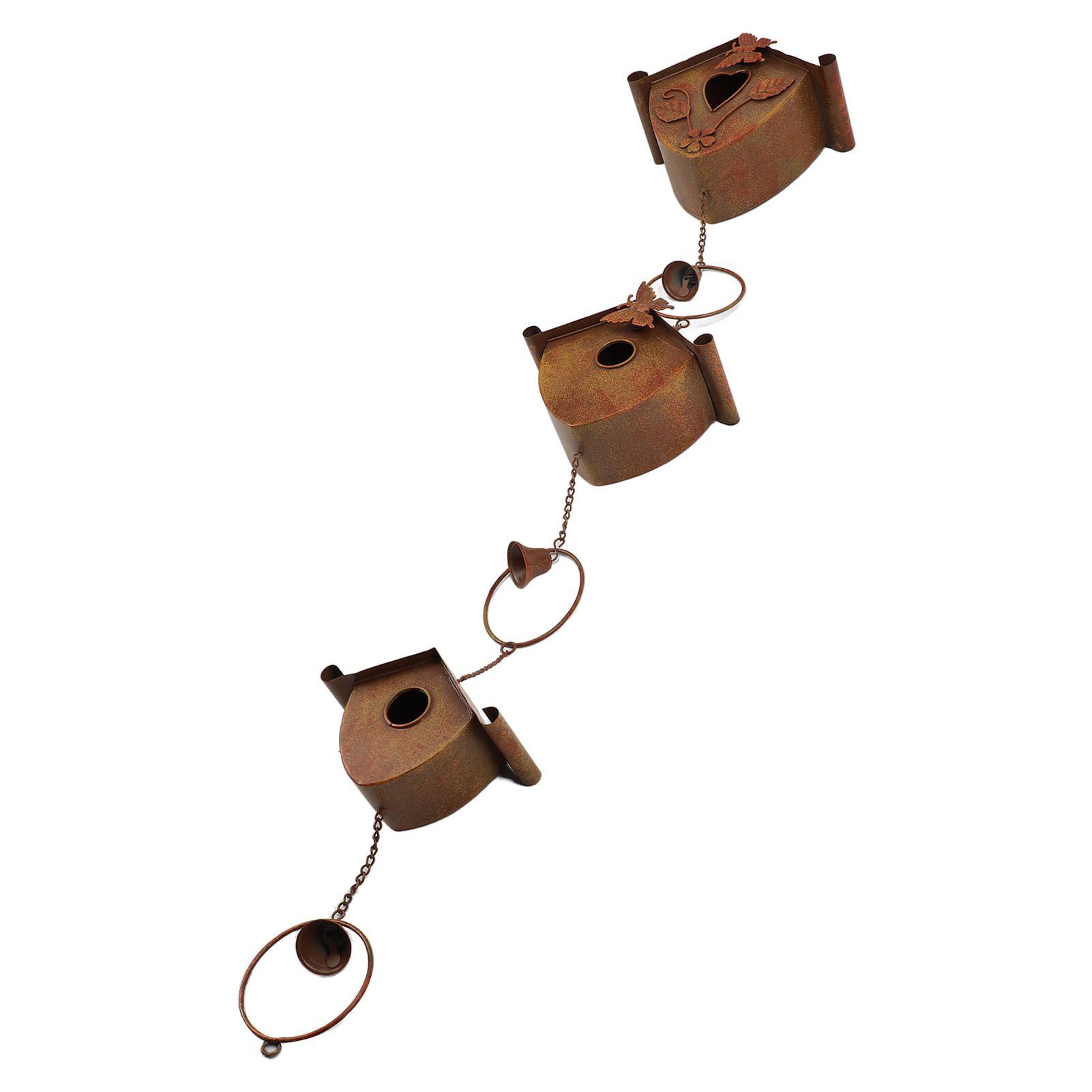 4.27ft Bird Houses Rain Chain with Bell Vintage Decorative Metal Rain Catcher view 11