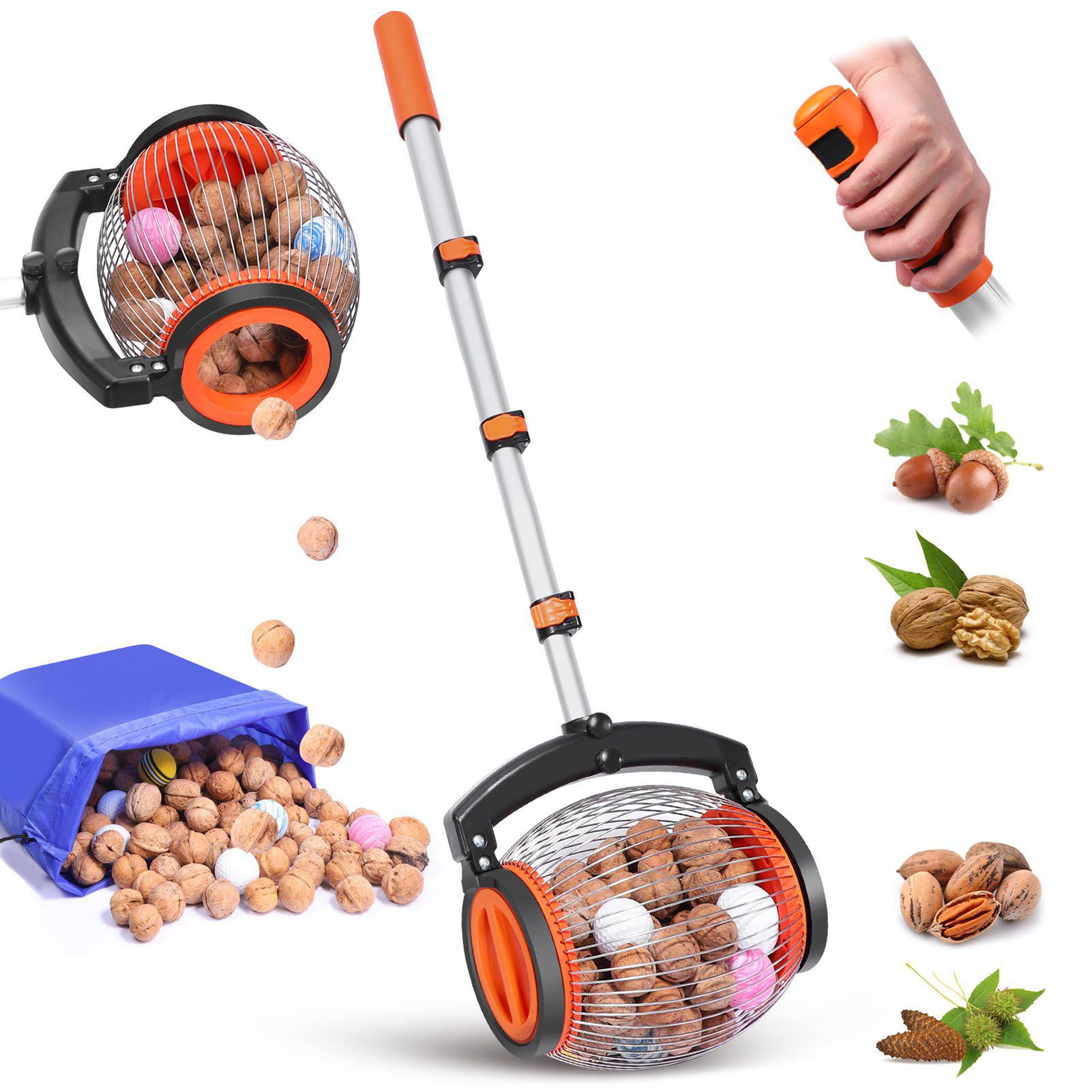 Rolling Nut Collector Manual Ball Gatherer Multifunctional Garden Picker Tool view 2