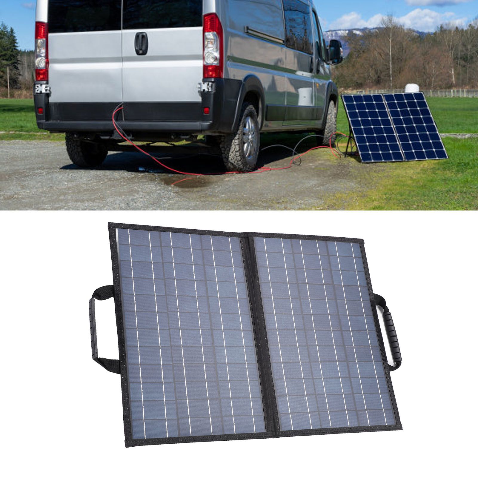 Solar Panel Kit with Angle Adjust Meter Polycrystalline Silicon 80W Foldable 2 view 12