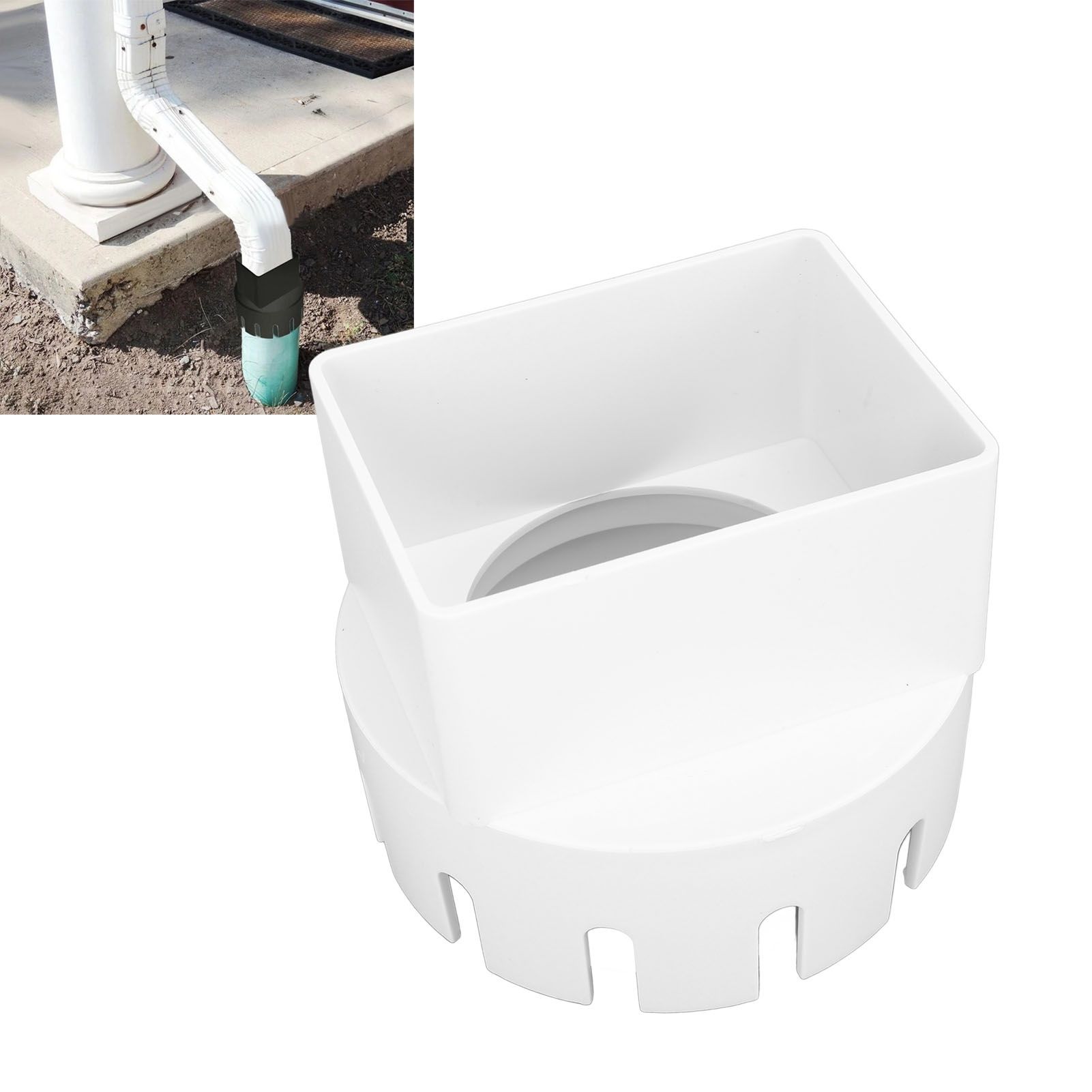 Rain Gutter Downspout Adapter 3x4 Inch PVC Square Rain Gutter to Drain Pipe view 11