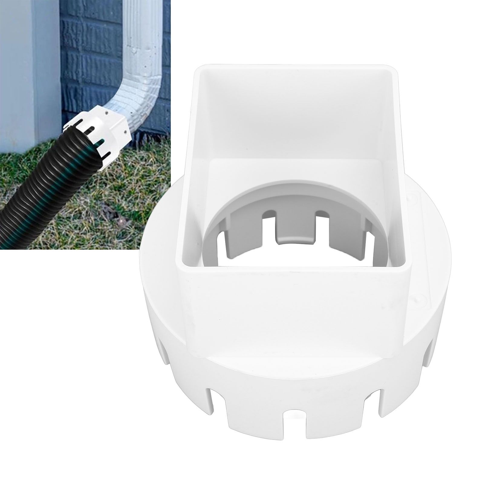 Rain Gutter Downspout Adapter 3x4 Inch PVC Square Rain Gutter to Drain Pipe view 12