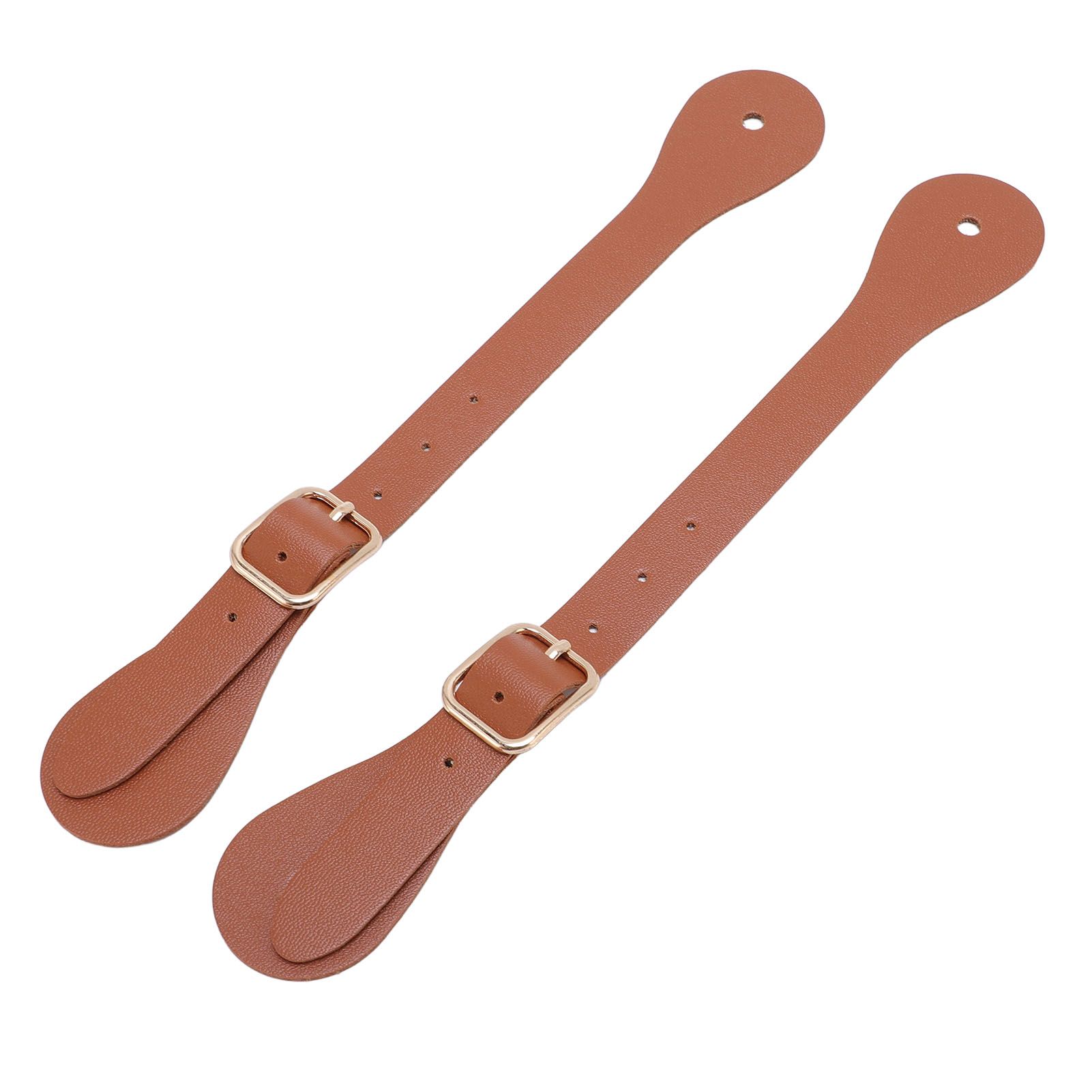 Pair of Synthetic Leather Spur Straps Adjustable Length 22cm Long Western view 11