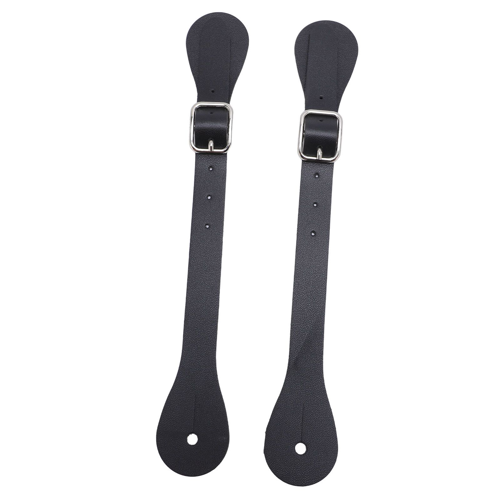 Pair of Synthetic Leather Spur Straps Adjustable Length 22cm Long Western view 3