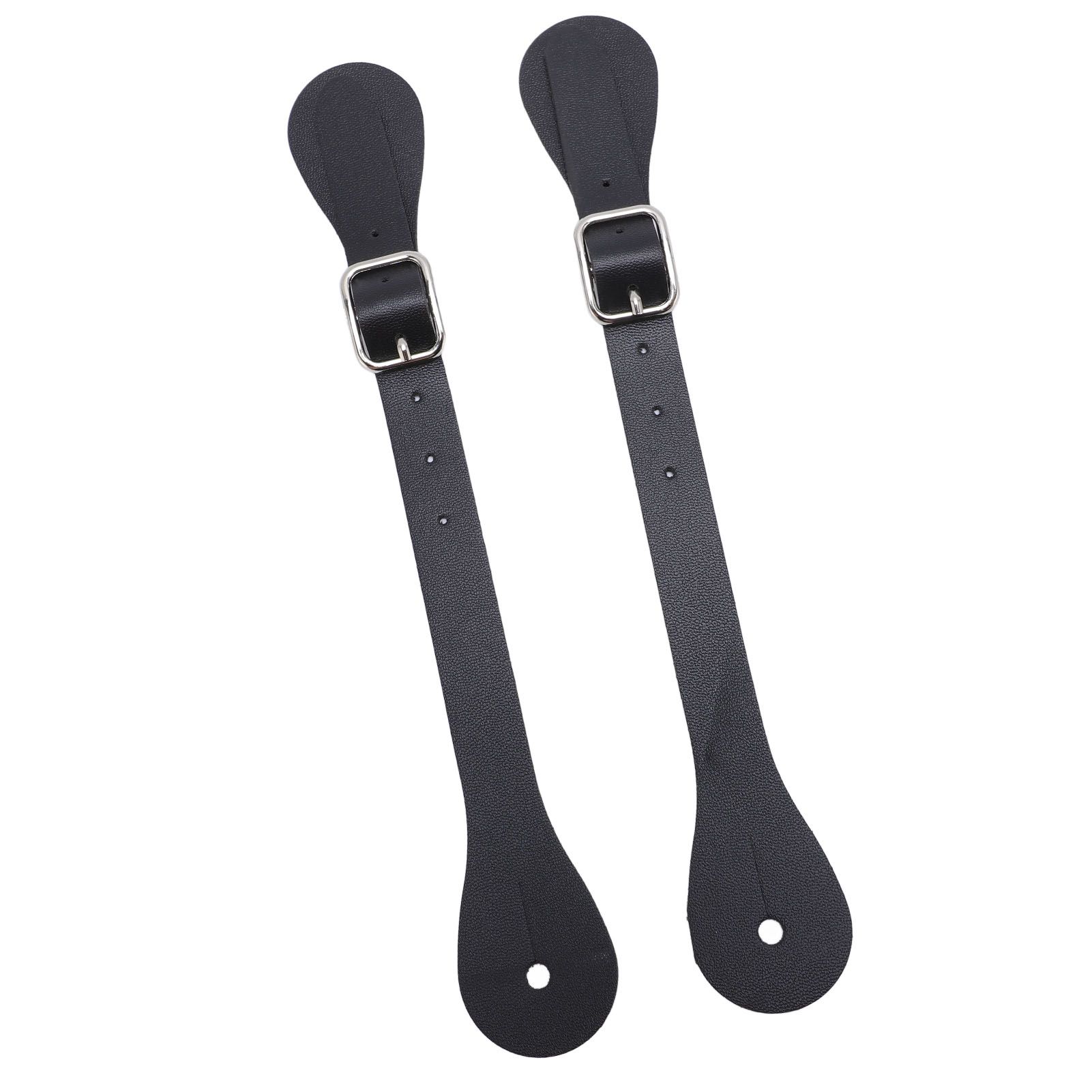 Pair of Synthetic Leather Spur Straps Adjustable Length 22cm Long Western view 4