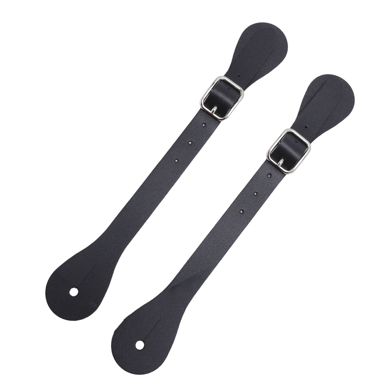 Pair of Synthetic Leather Spur Straps Adjustable Length 22cm Long Western view 9