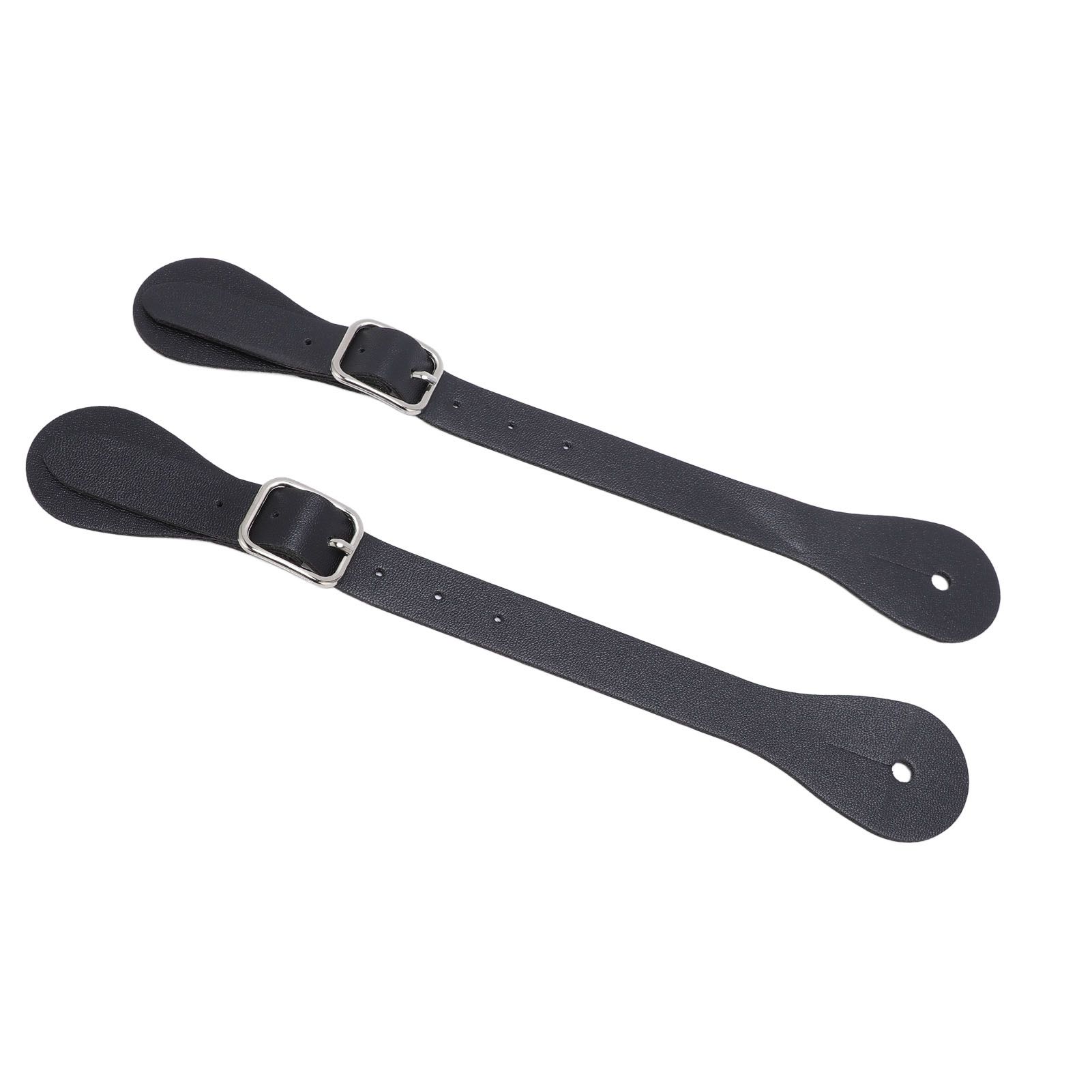 Pair of Synthetic Leather Spur Straps Adjustable Length 22cm Long Western view 12