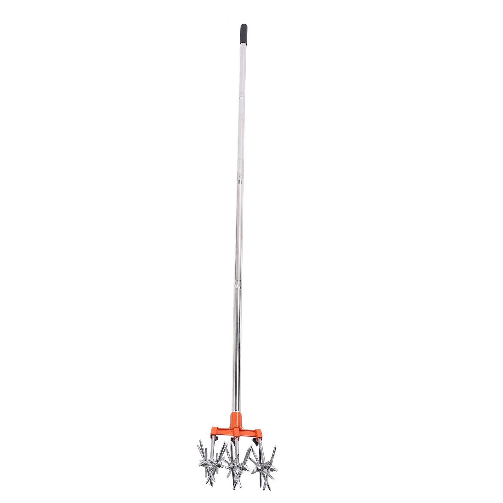 Manual Rotary Cultivator Tool Stainless Steel Teeth Adjustable Handle Garden view 8