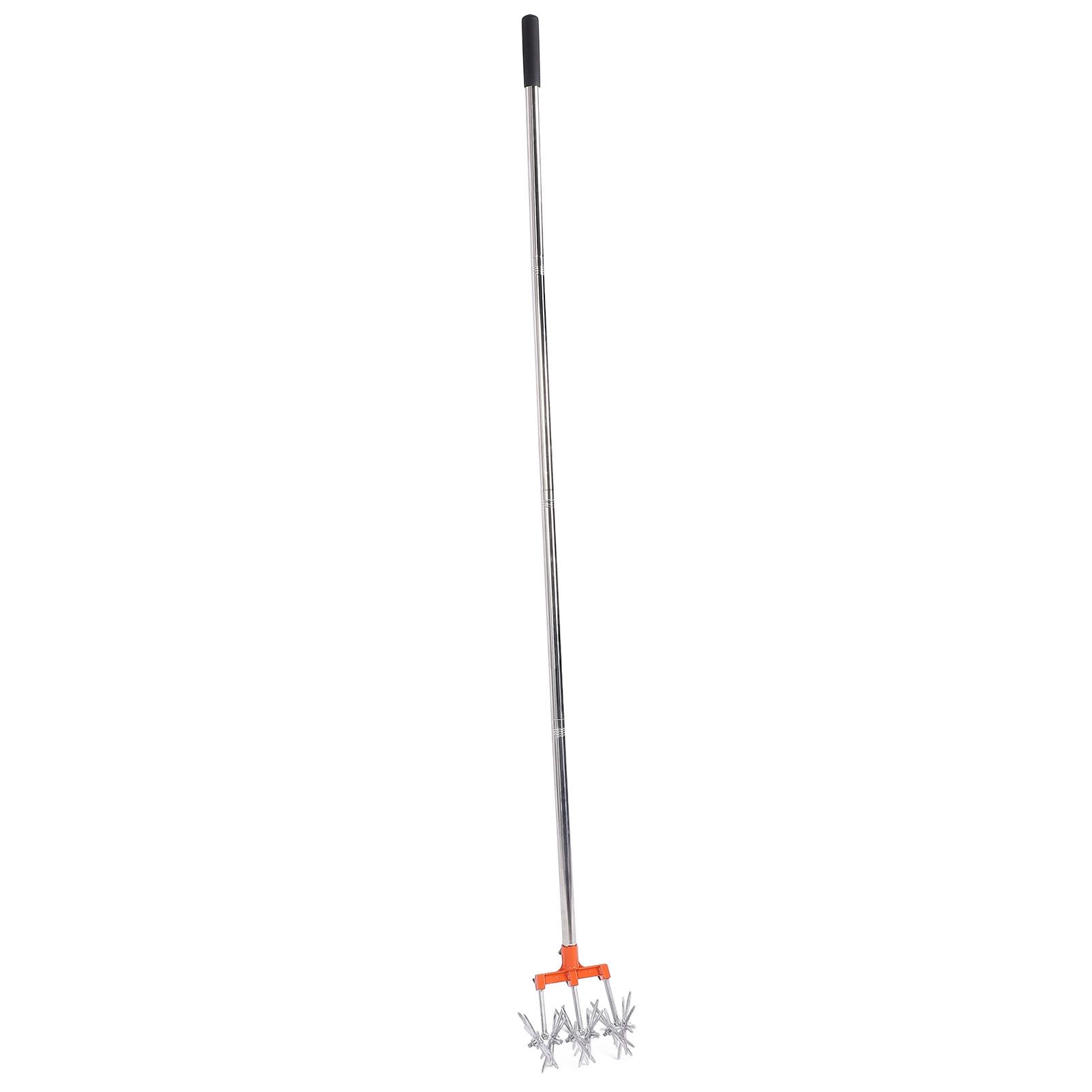 Manual Rotary Cultivator Tool Stainless Steel Teeth Adjustable Handle Garden view 9