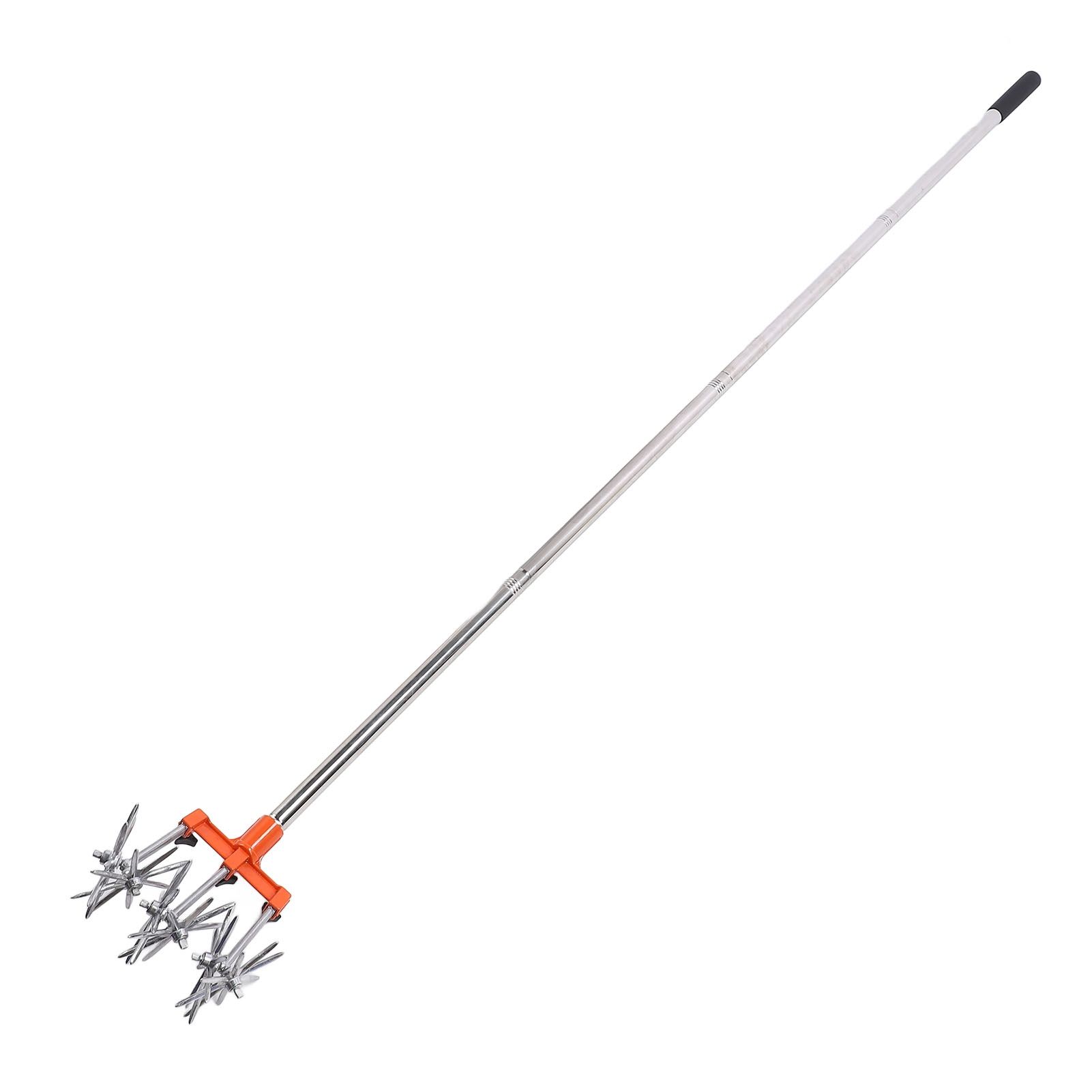 Manual Rotary Cultivator Tool Stainless Steel Teeth Adjustable Handle Garden view 10