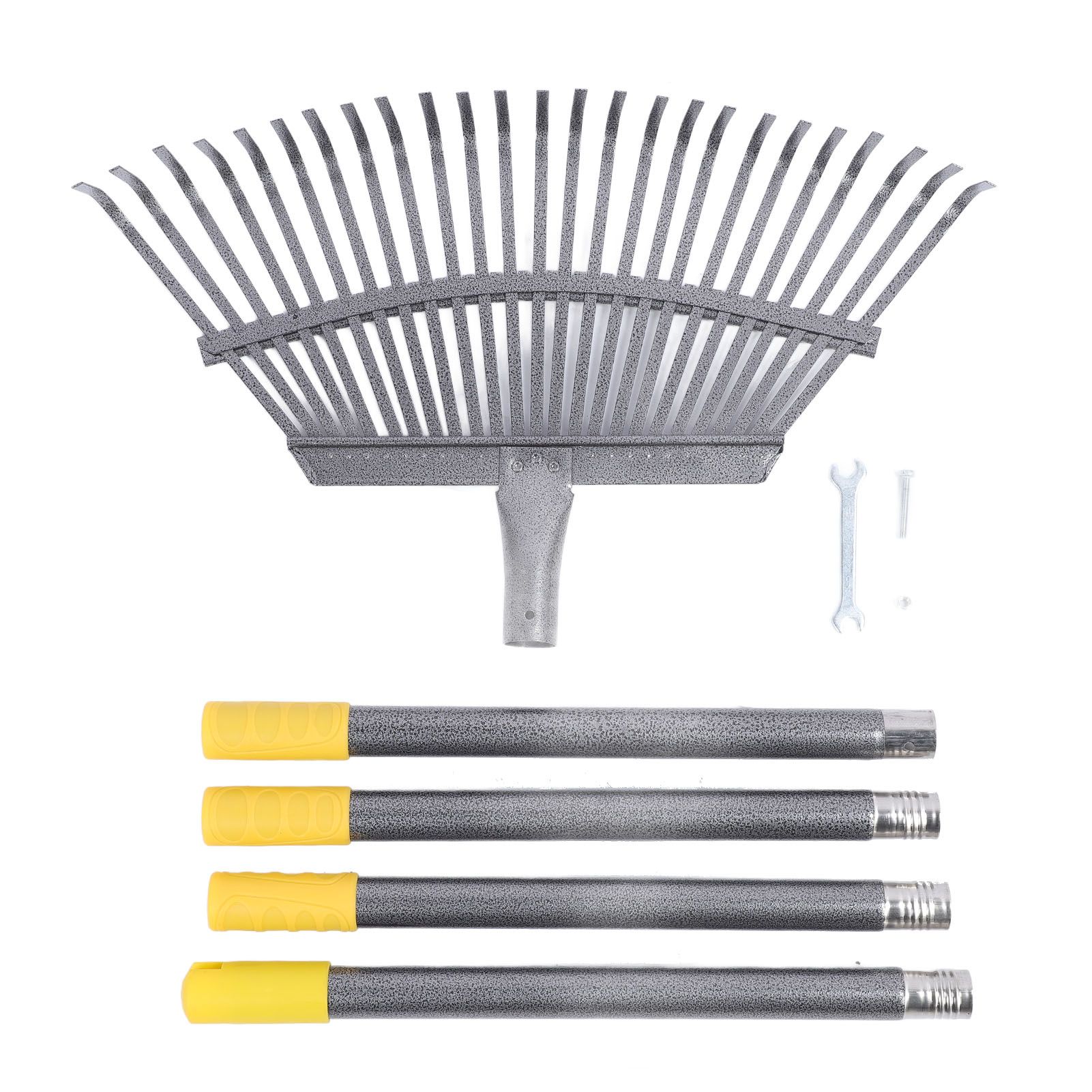 Garden Rake Wide Leaf Rake for Shrub with 25 Tines Yard Thatching Rake with view 3