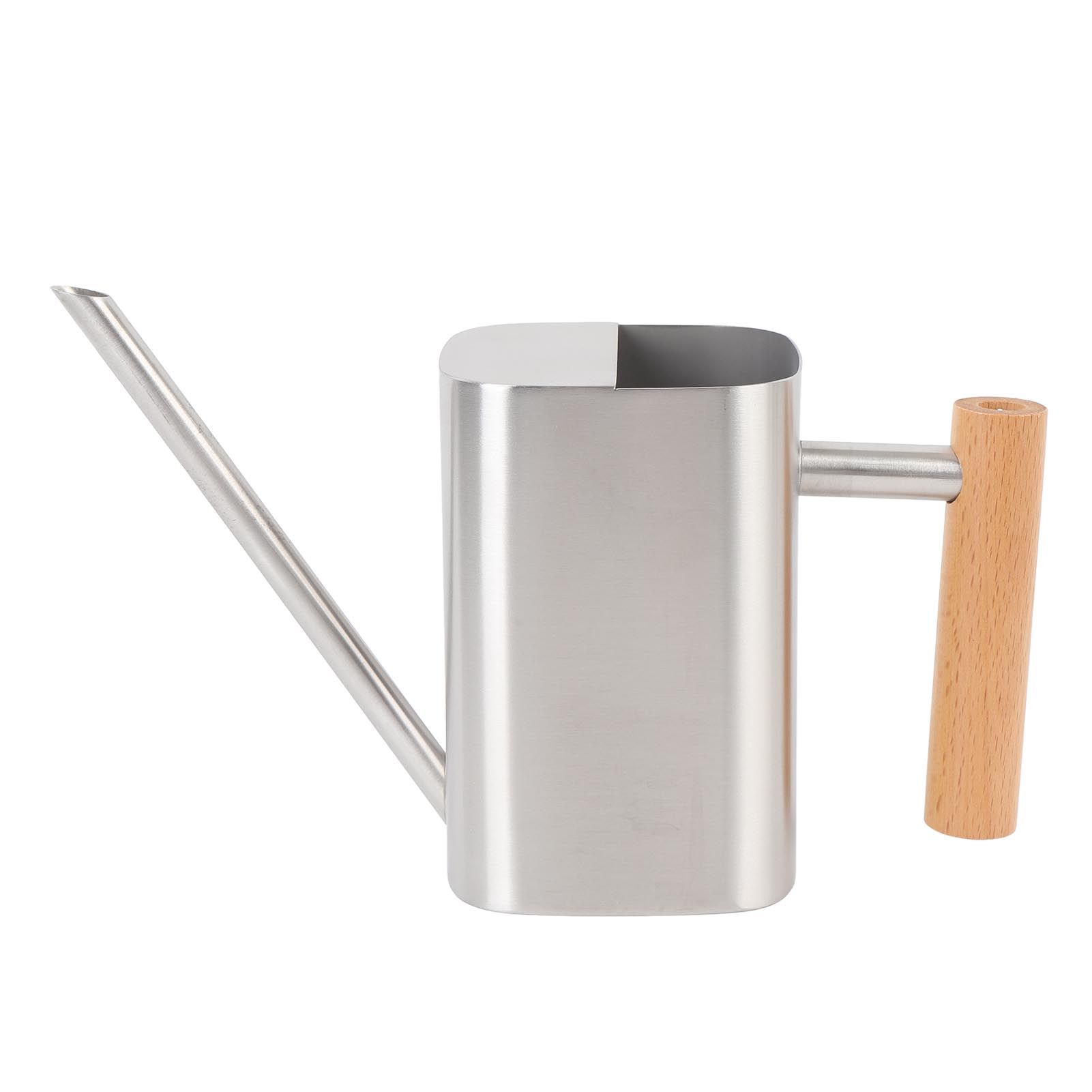 Stainless Steel Watering Can with Long Spout Wooden Handle for Indoor House view 3