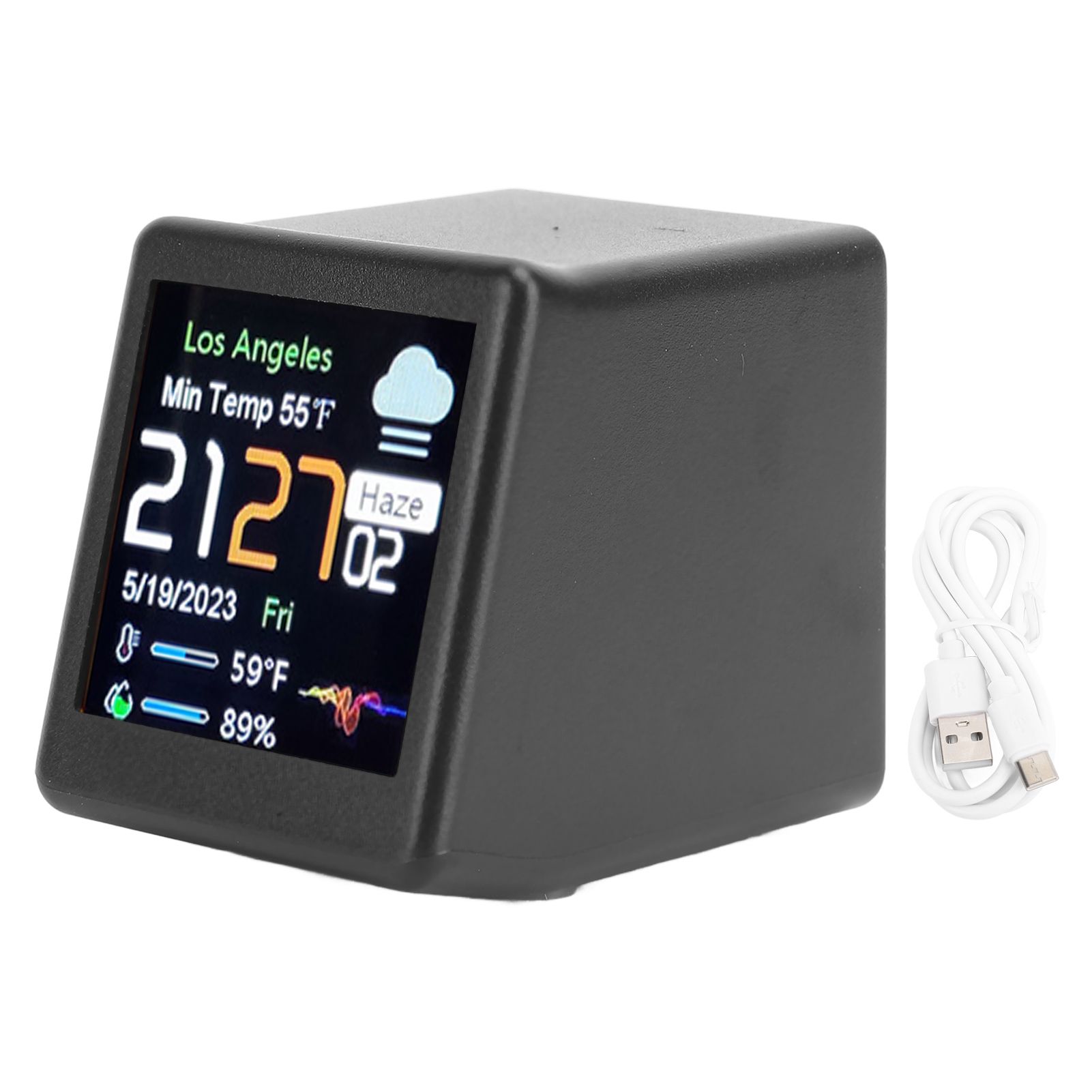 Desktop Electronic Clock LCD Digital Display Calendar Temperature Weather view 3