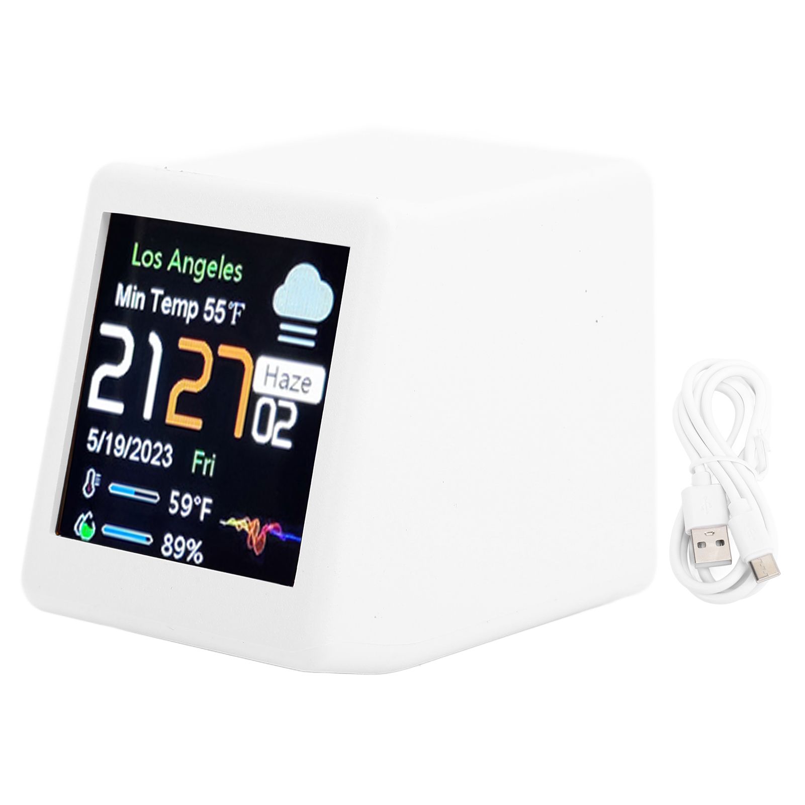 Desktop Electronic Clock LCD Digital Display Calendar Temperature Weather view 3