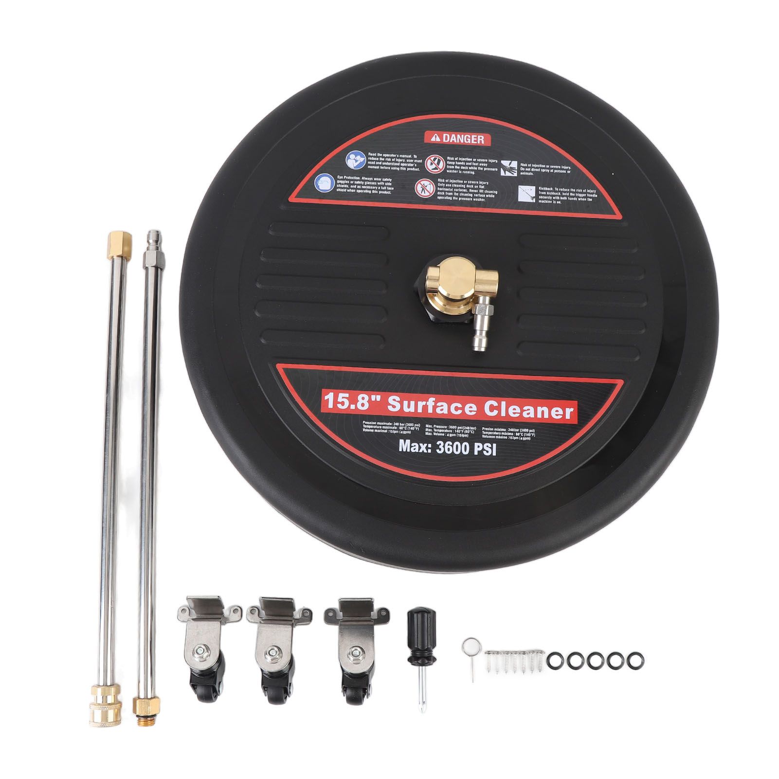 15.8 Inch Surface Cleaner with Wheels 3600PSI 1/4 Inch Quick Plug Stainless view 3