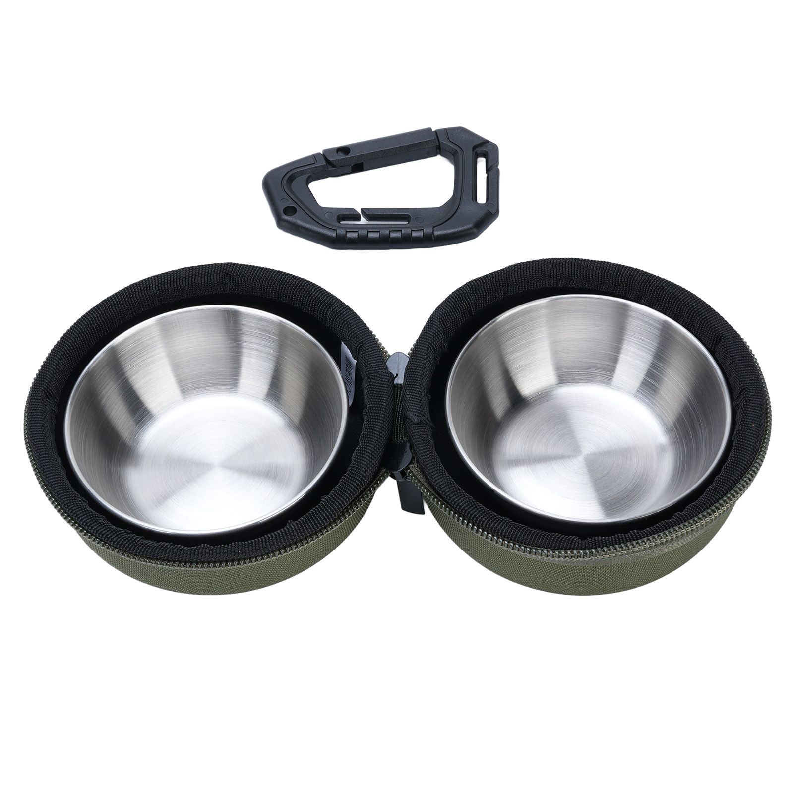 Foldable Dog Double Bowls Portable Stainless Steel Travel Pet Food Water Bowl — image 1