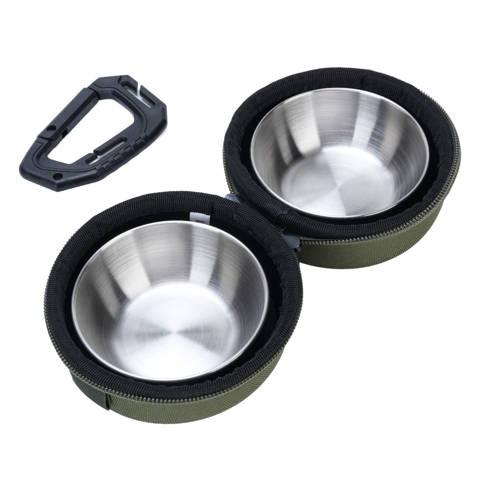 Foldable Dog Double Bowls Portable Stainless Steel Travel Pet Food Water Bowl view 4