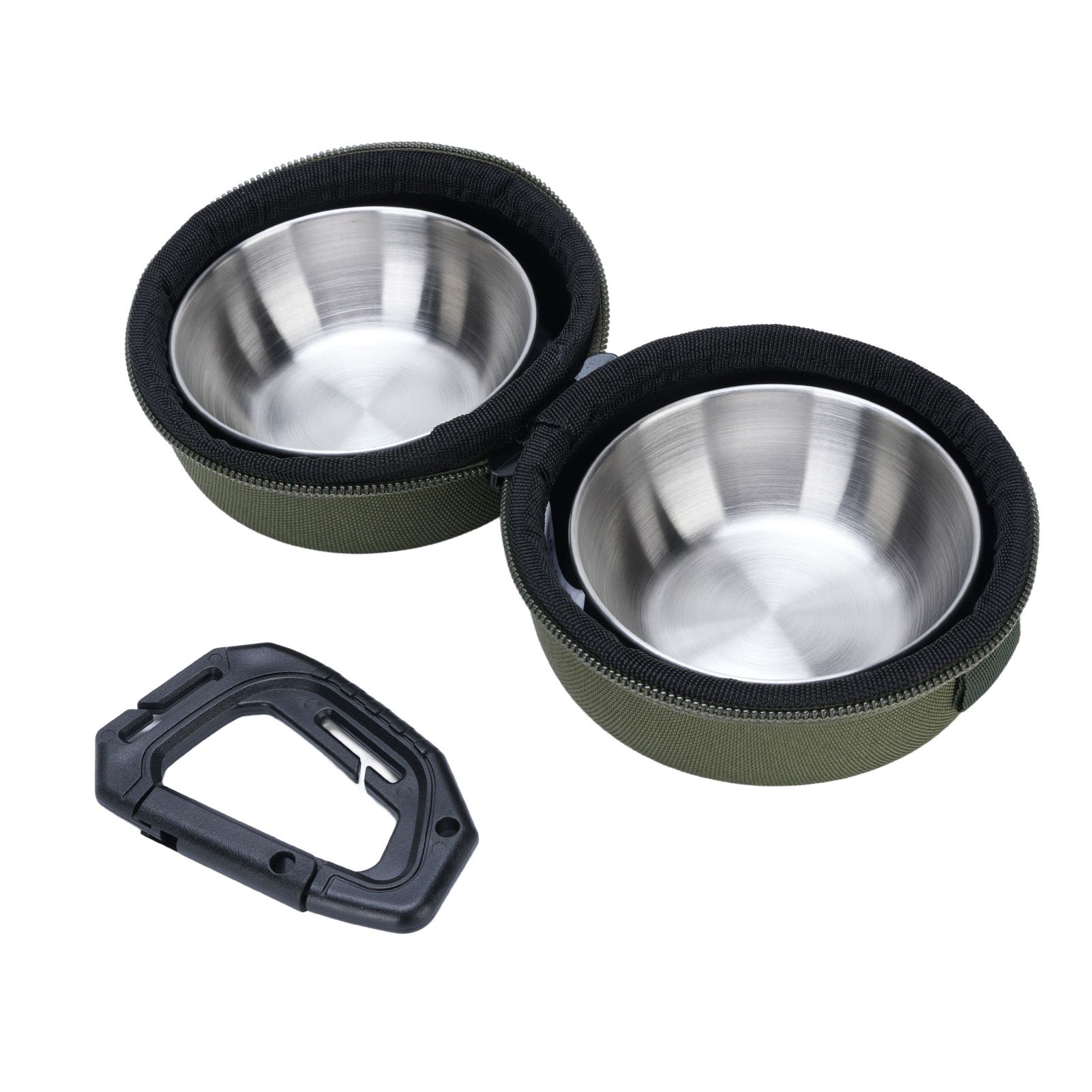 Foldable Dog Double Bowls Portable Stainless Steel Travel Pet Food Water Bowl view 6