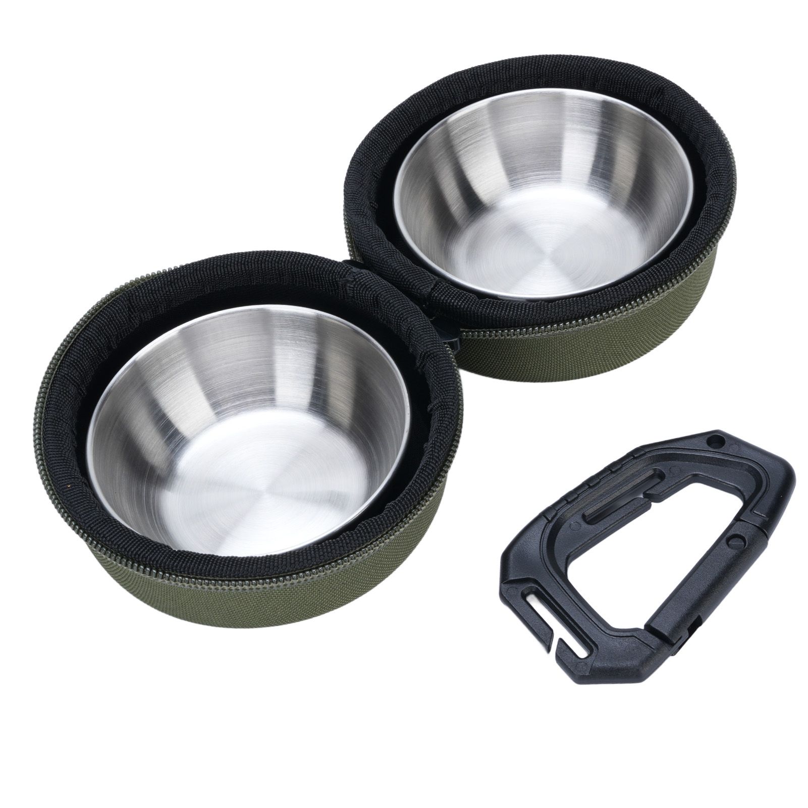 Foldable Dog Double Bowls Portable Stainless Steel Travel Pet Food Water Bowl view 8