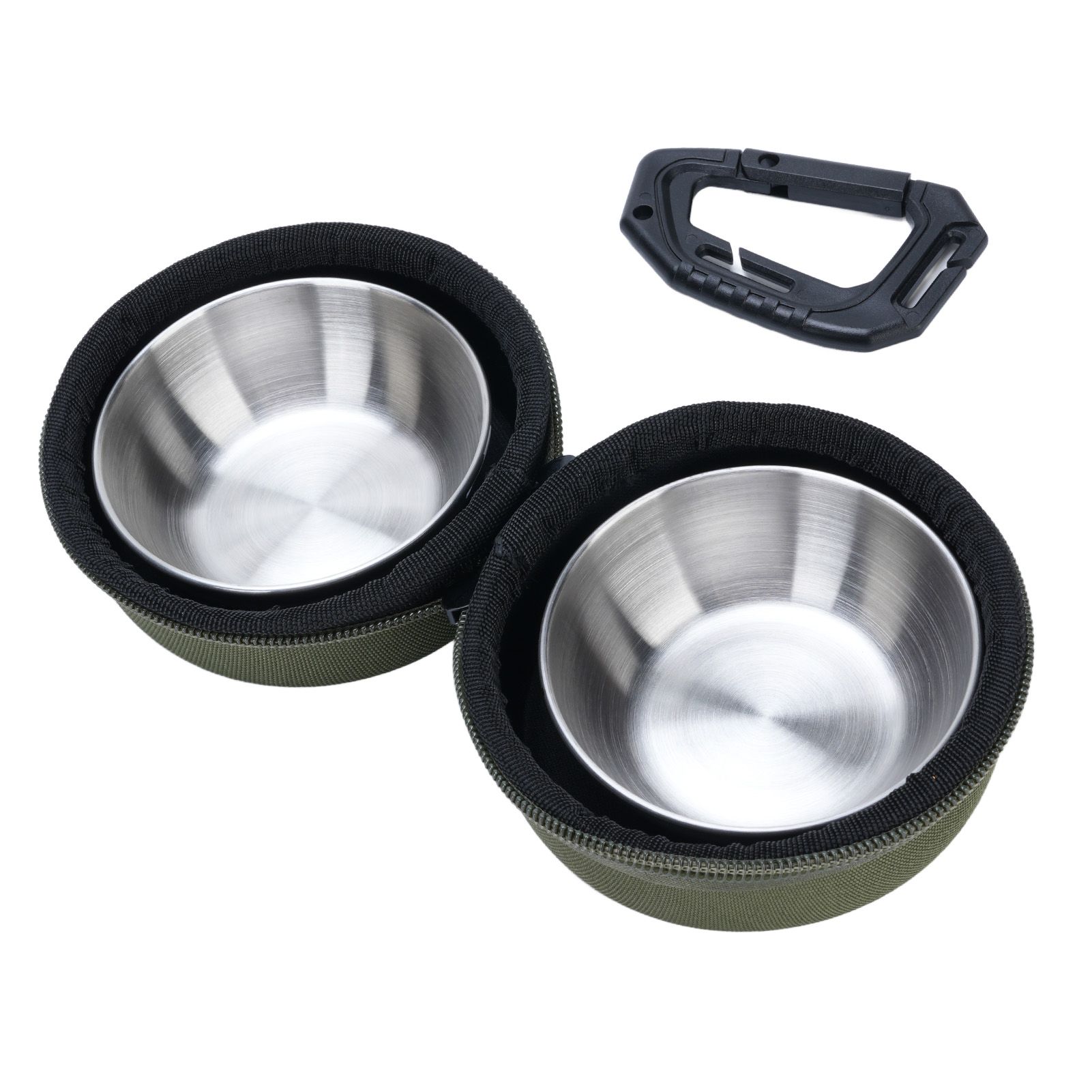 Foldable Dog Double Bowls Portable Stainless Steel Travel Pet Food Water Bowl view 9