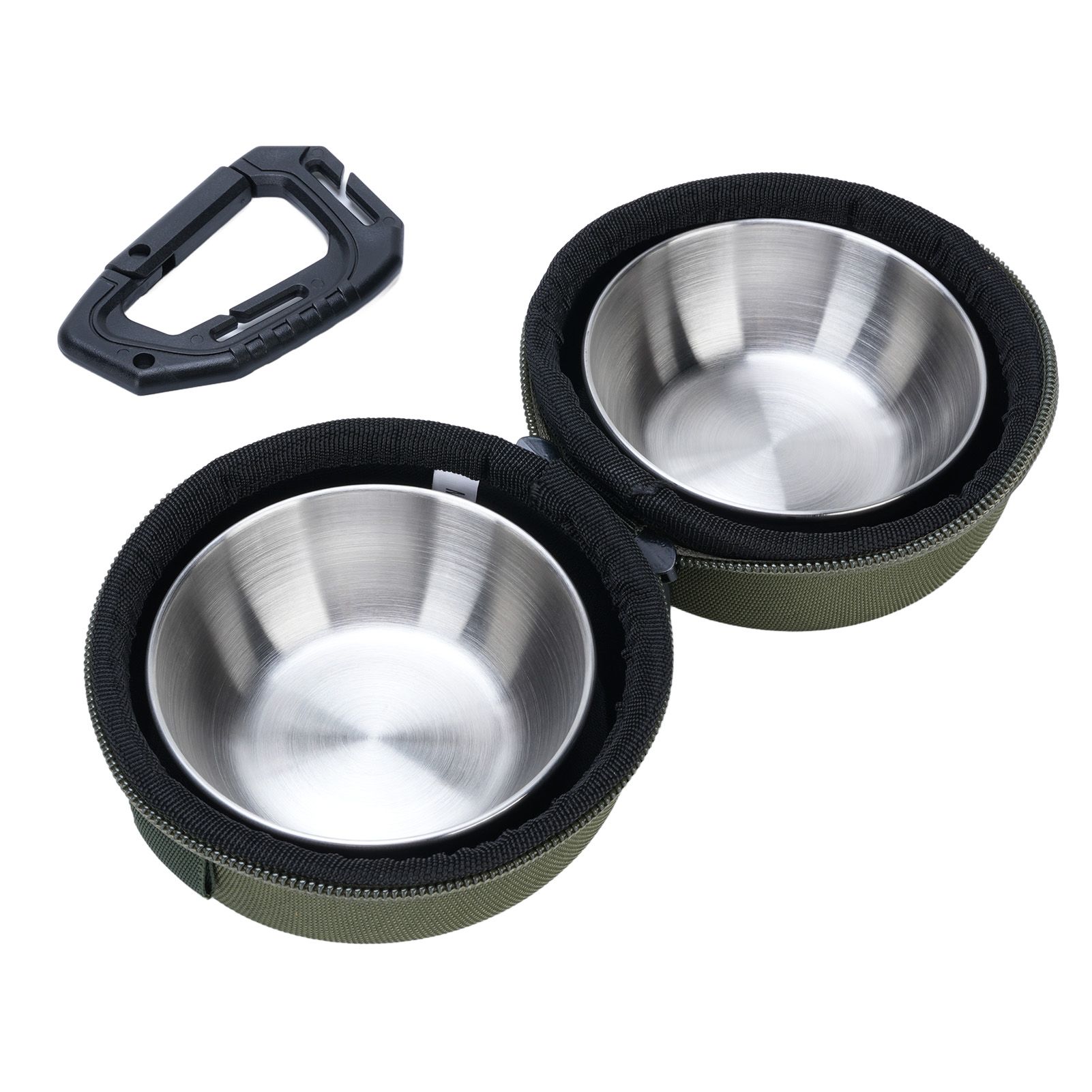 Foldable Dog Double Bowls Portable Stainless Steel Travel Pet Food Water Bowl view 11