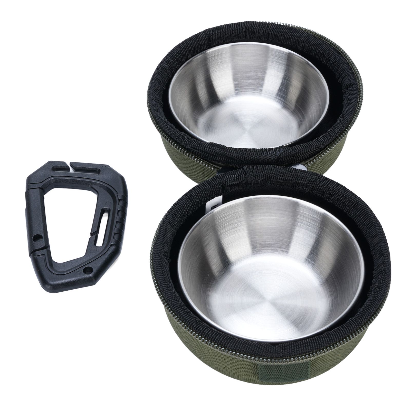 Foldable Dog Double Bowls Portable Stainless Steel Travel Pet Food Water Bowl view 12