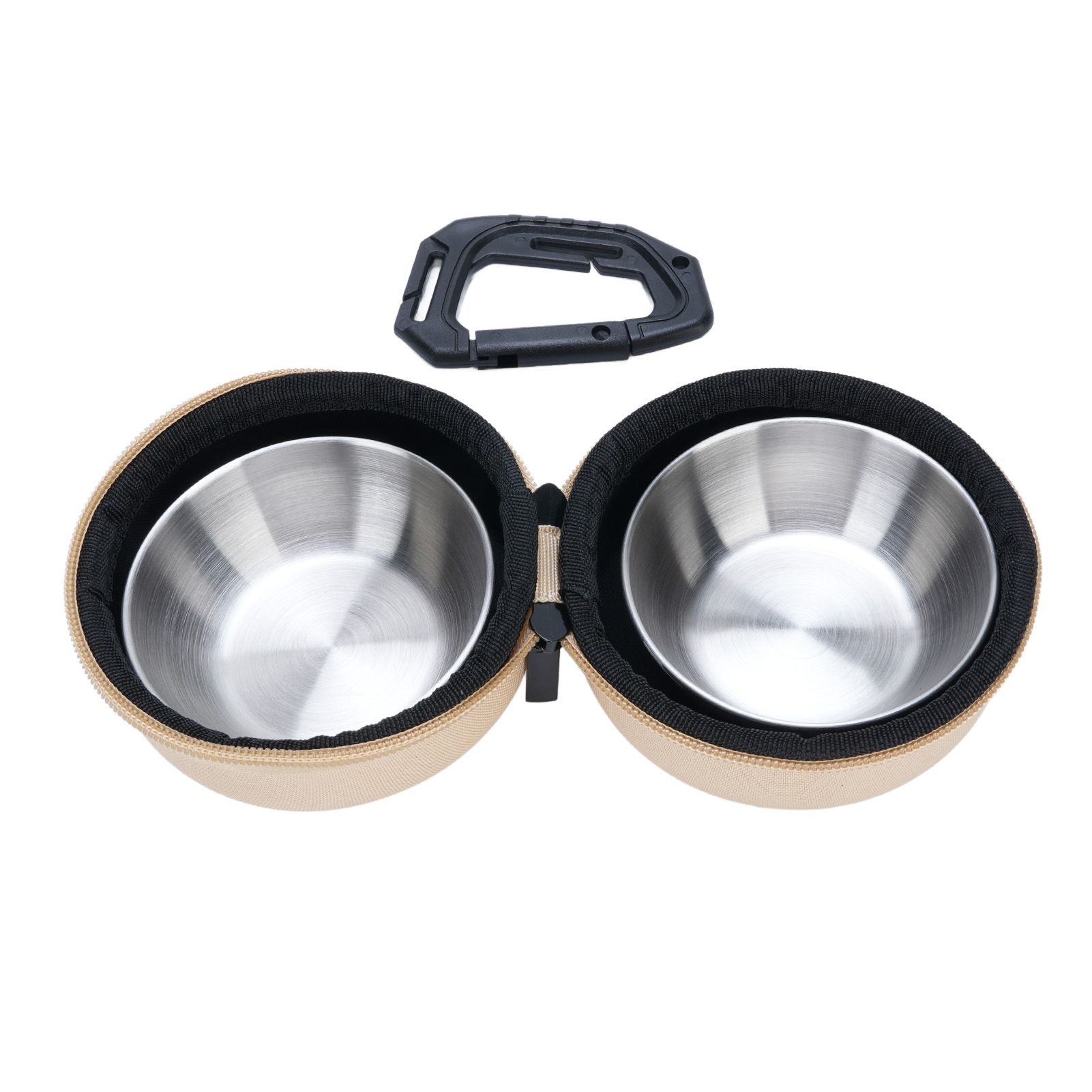 Foldable Dog Double Bowls Portable Stainless Steel Travel Pet Food Water Bowl — image 1
