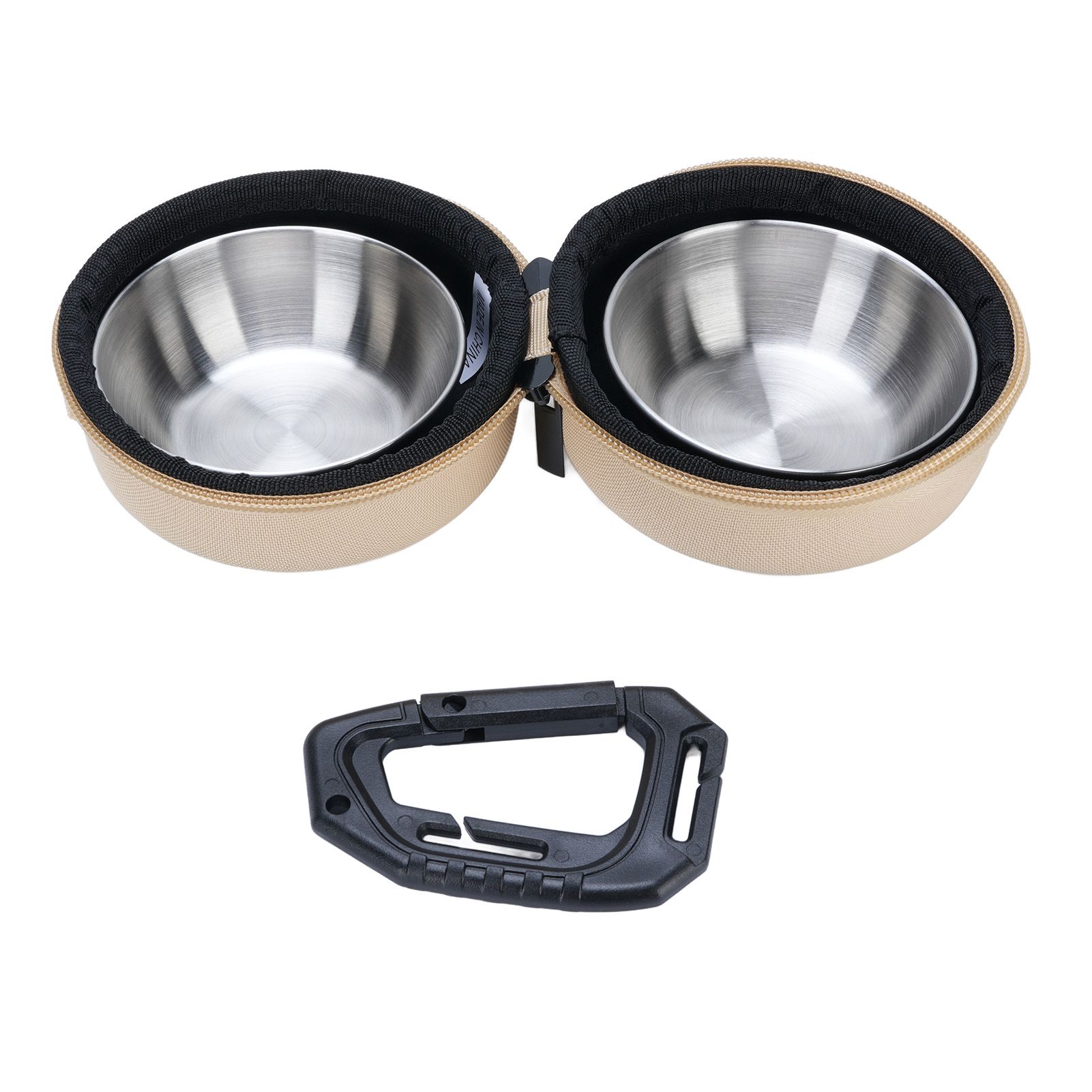 Foldable Dog Double Bowls Portable Stainless Steel Travel Pet Food Water Bowl view 3
