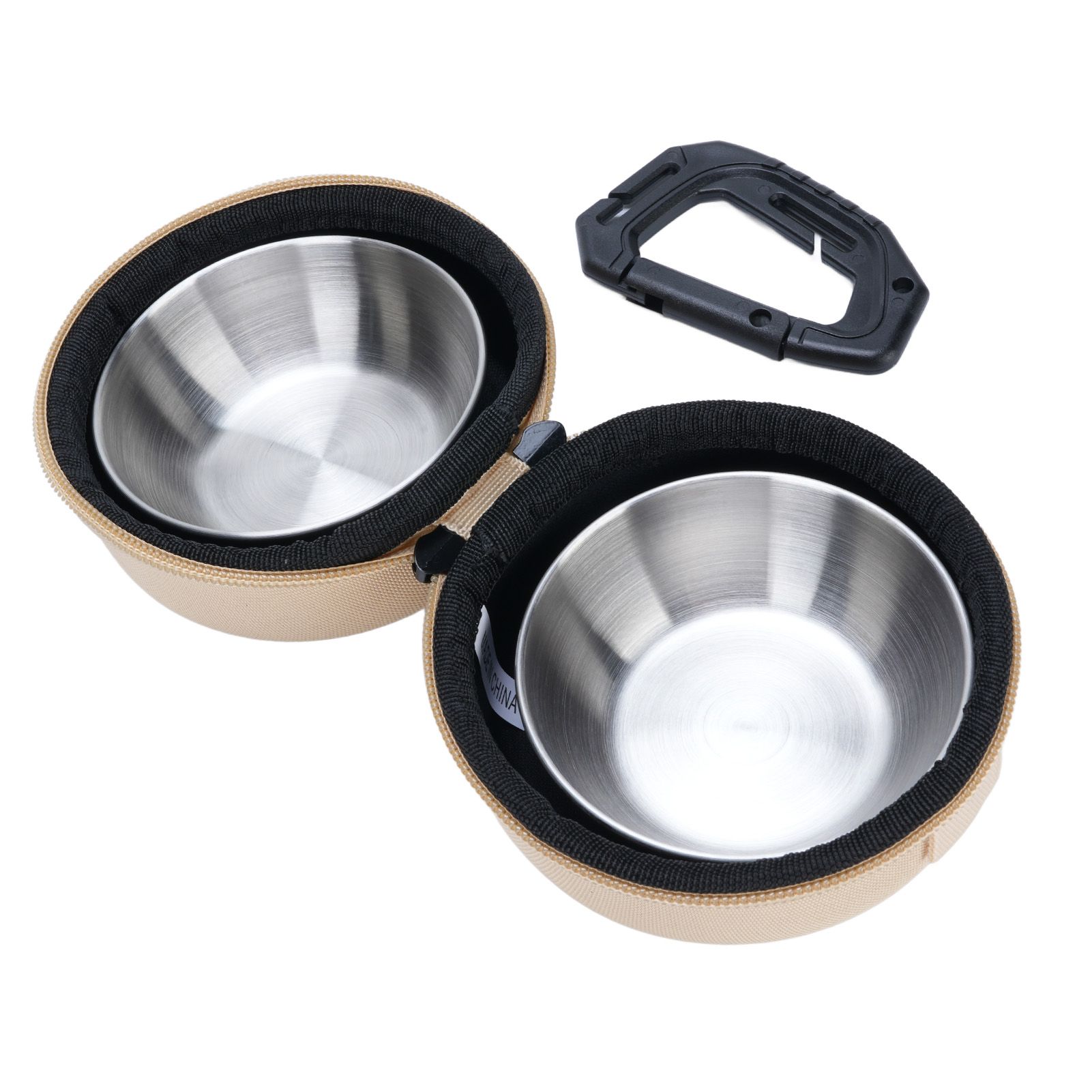Foldable Dog Double Bowls Portable Stainless Steel Travel Pet Food Water Bowl view 4