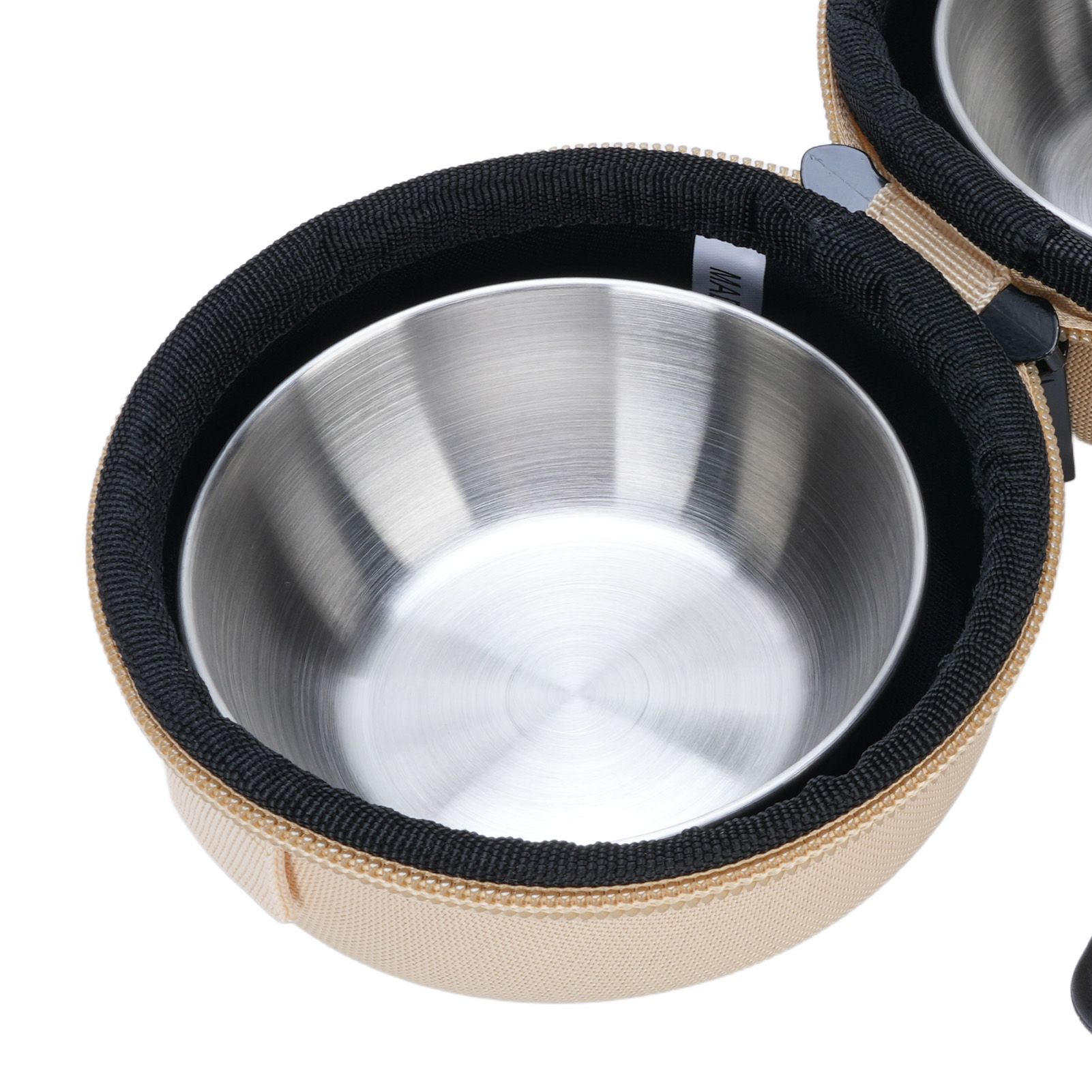 Foldable Dog Double Bowls Portable Stainless Steel Travel Pet Food Water Bowl view 5